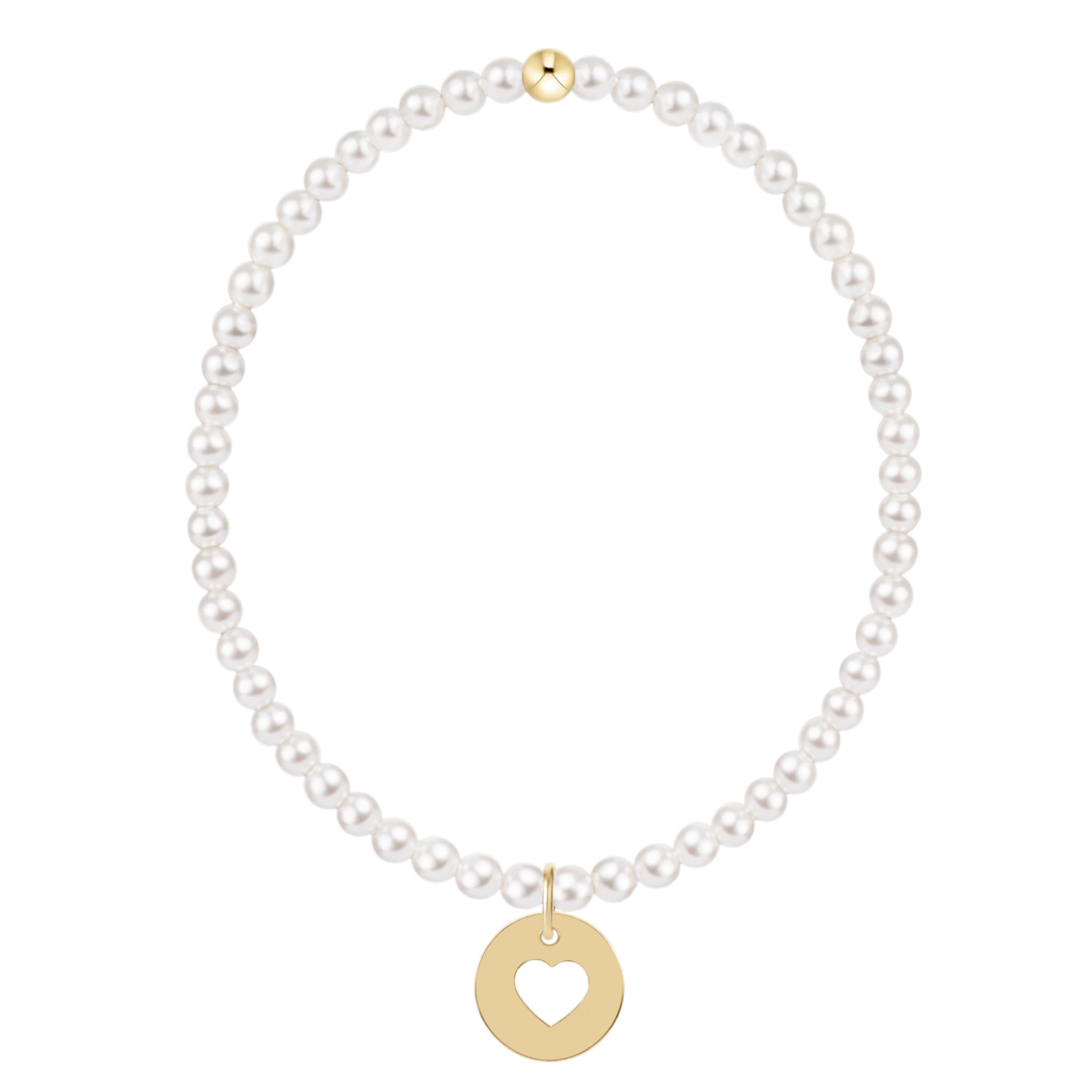 E Girl Classic Pearl 3mm Bracelet - Love Gold Disc