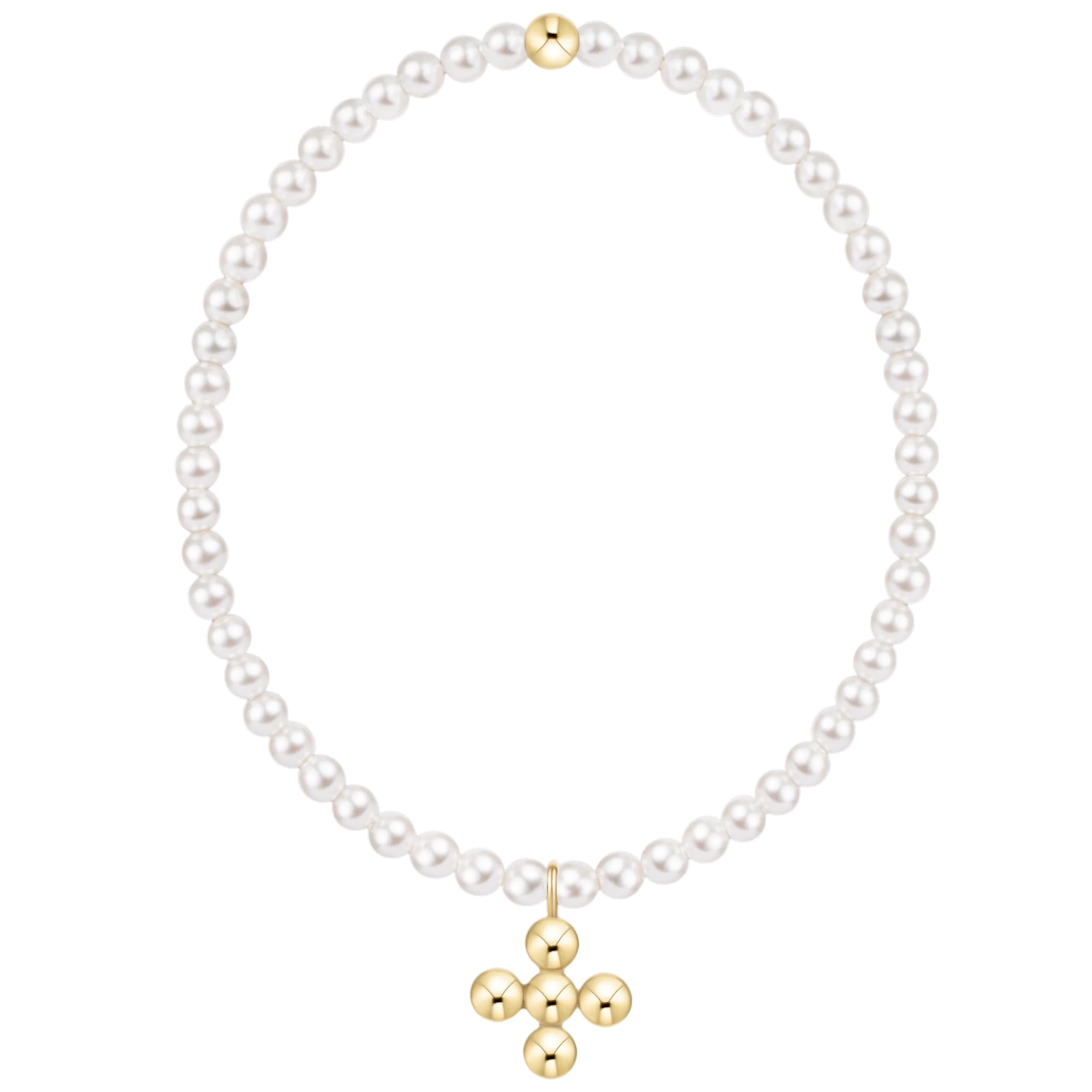 Classic Pearl 3mm Bracelet - Signature Cross 4mm Beaded Charm