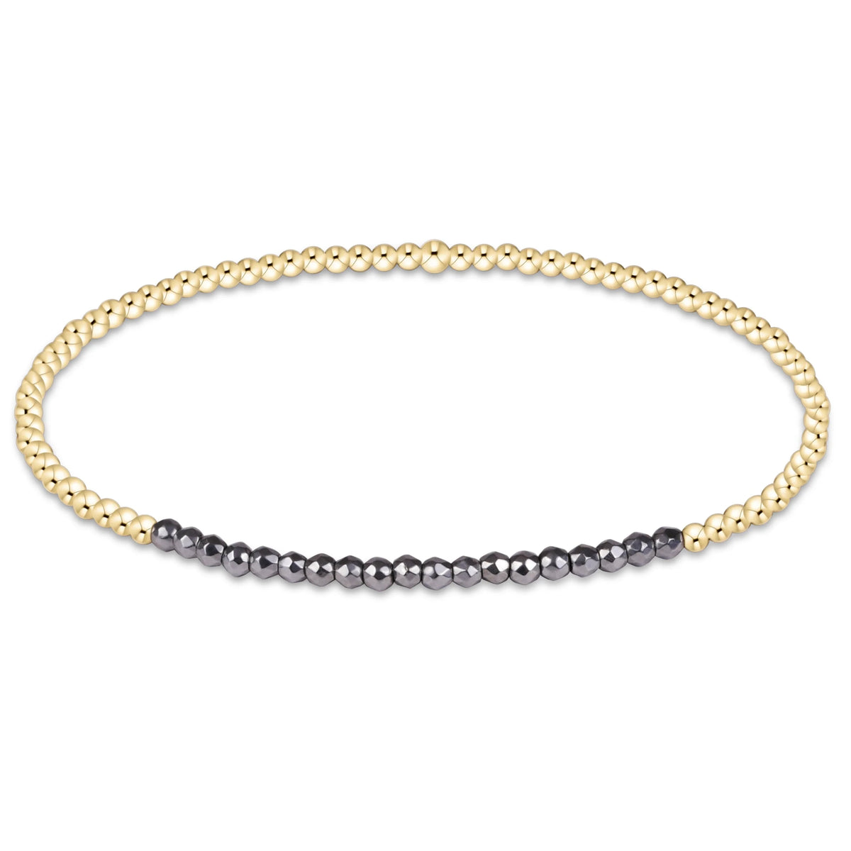 Gold Bliss Silver Faceted Hematite 2mm Gold Bracelet