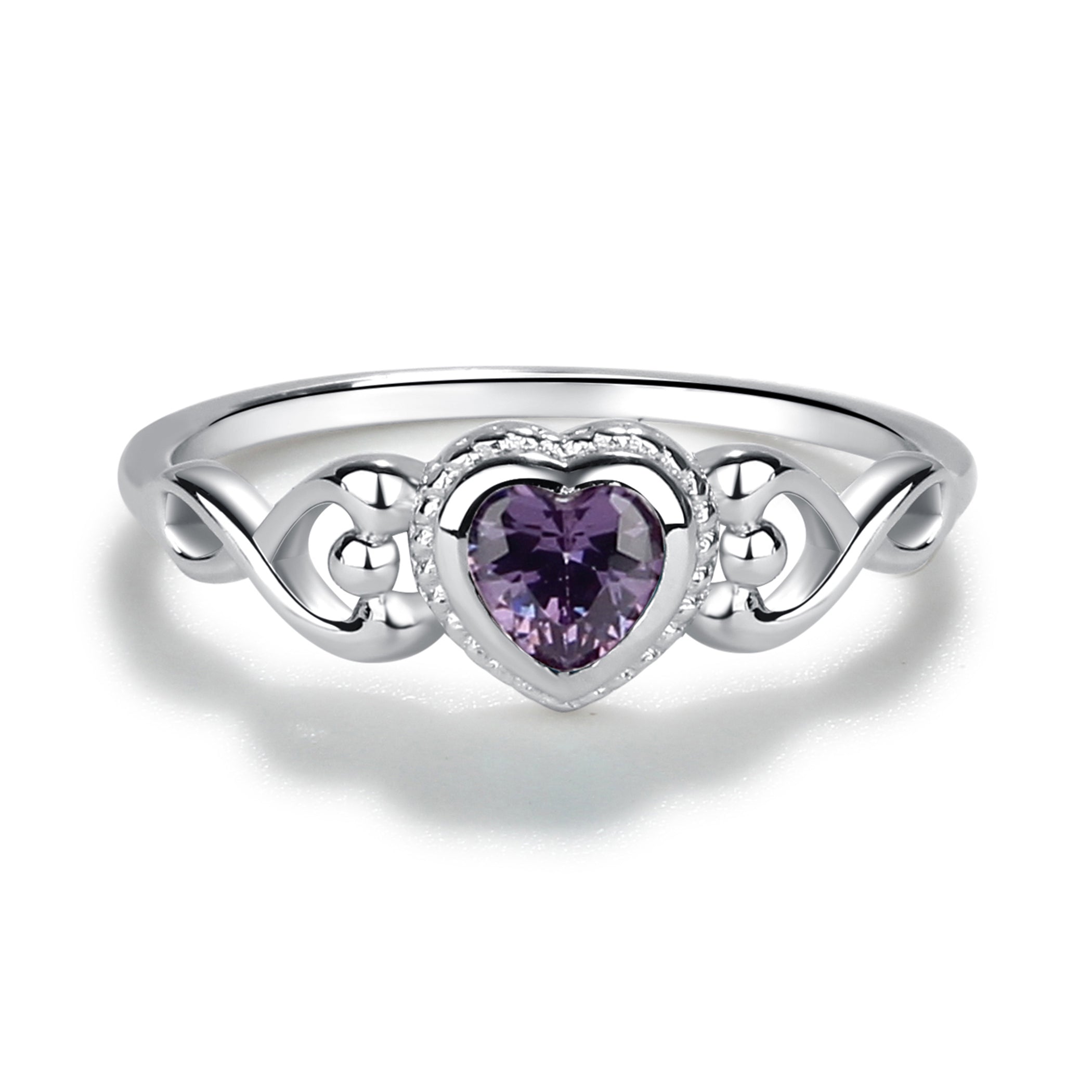 Cherished Moments | Sterling Silver Heart Birthstone Ring