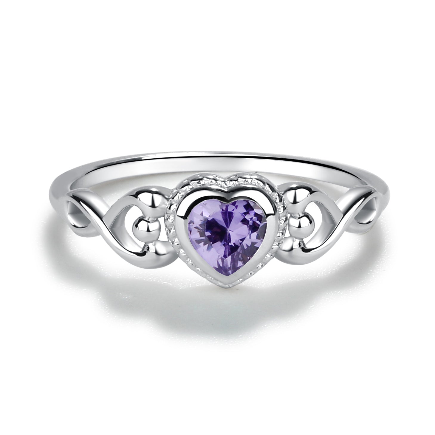 Cherished Moments | Sterling Silver Heart Birthstone Ring