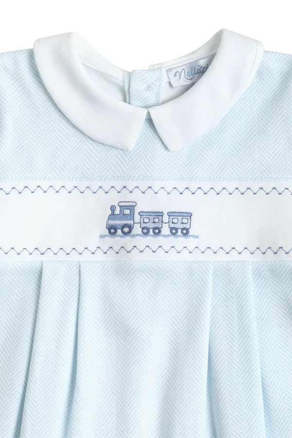 Herringbone Embroidered Footie