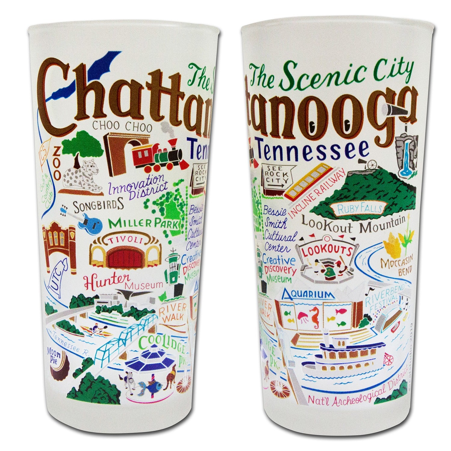 Chattanooga Frosted Drinking Glass
