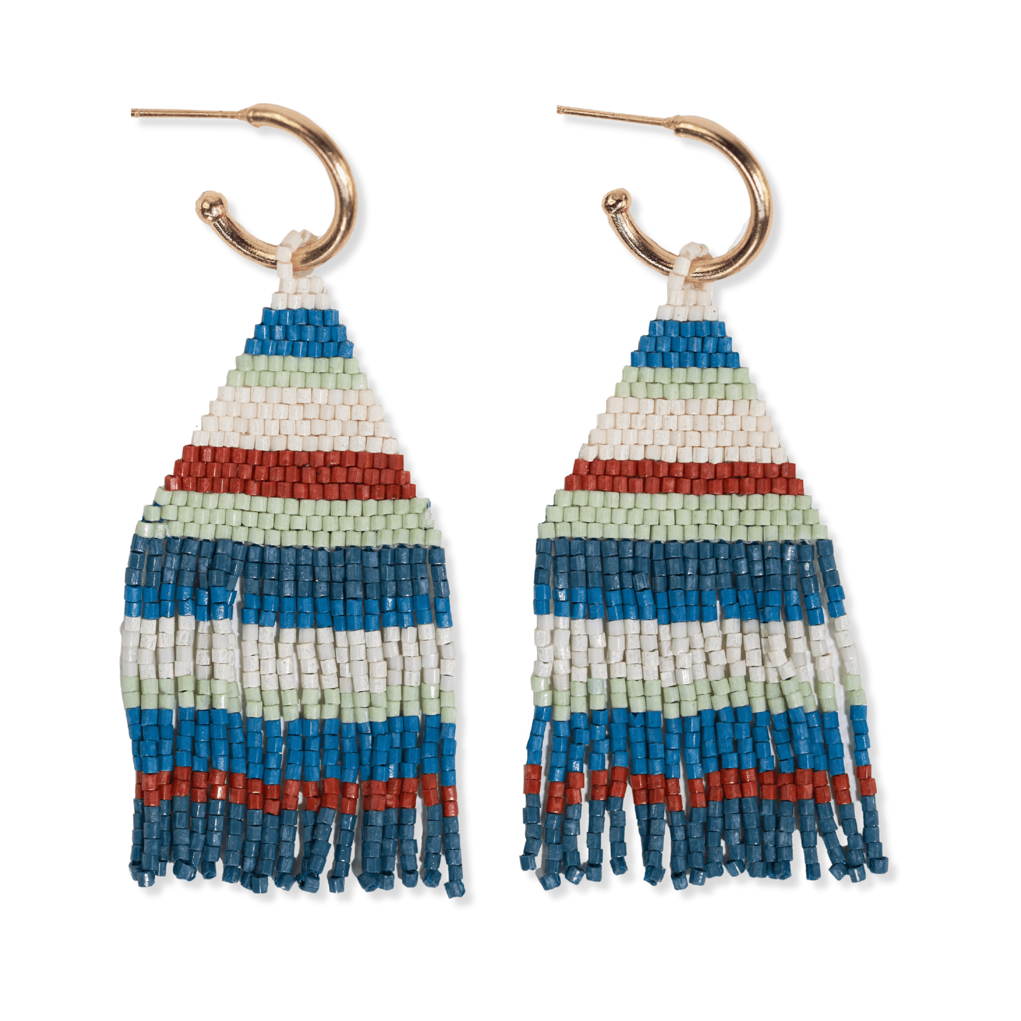 INK + ALLOY | James Mini Gold Hoop + Beaded Fringe Earrings - Teal