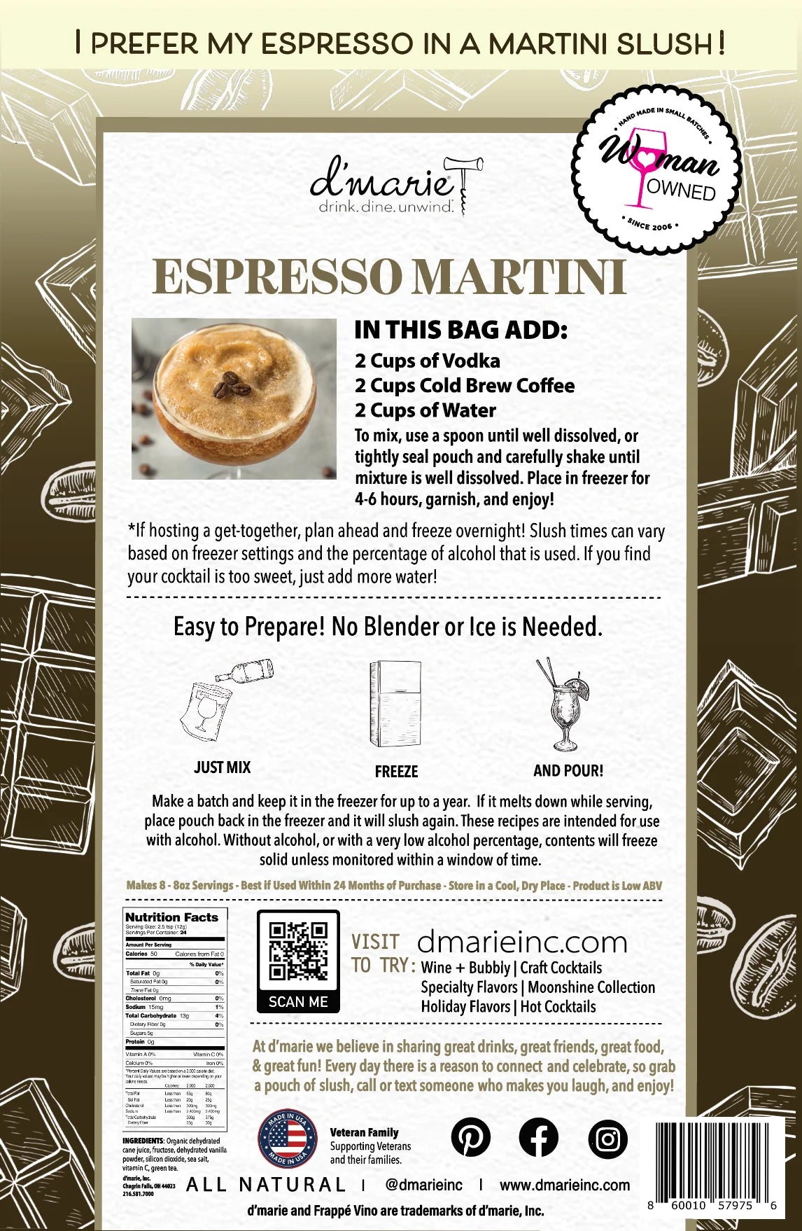 Espresso Martini Ready to Freeze Drink Pouch