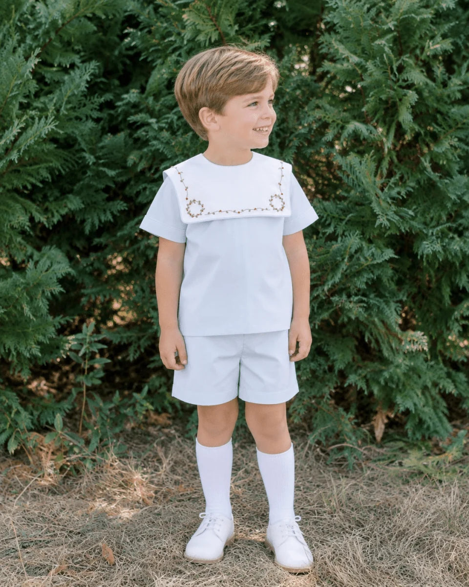 Christian Short Set - Blessings Blue Batiste Holly
