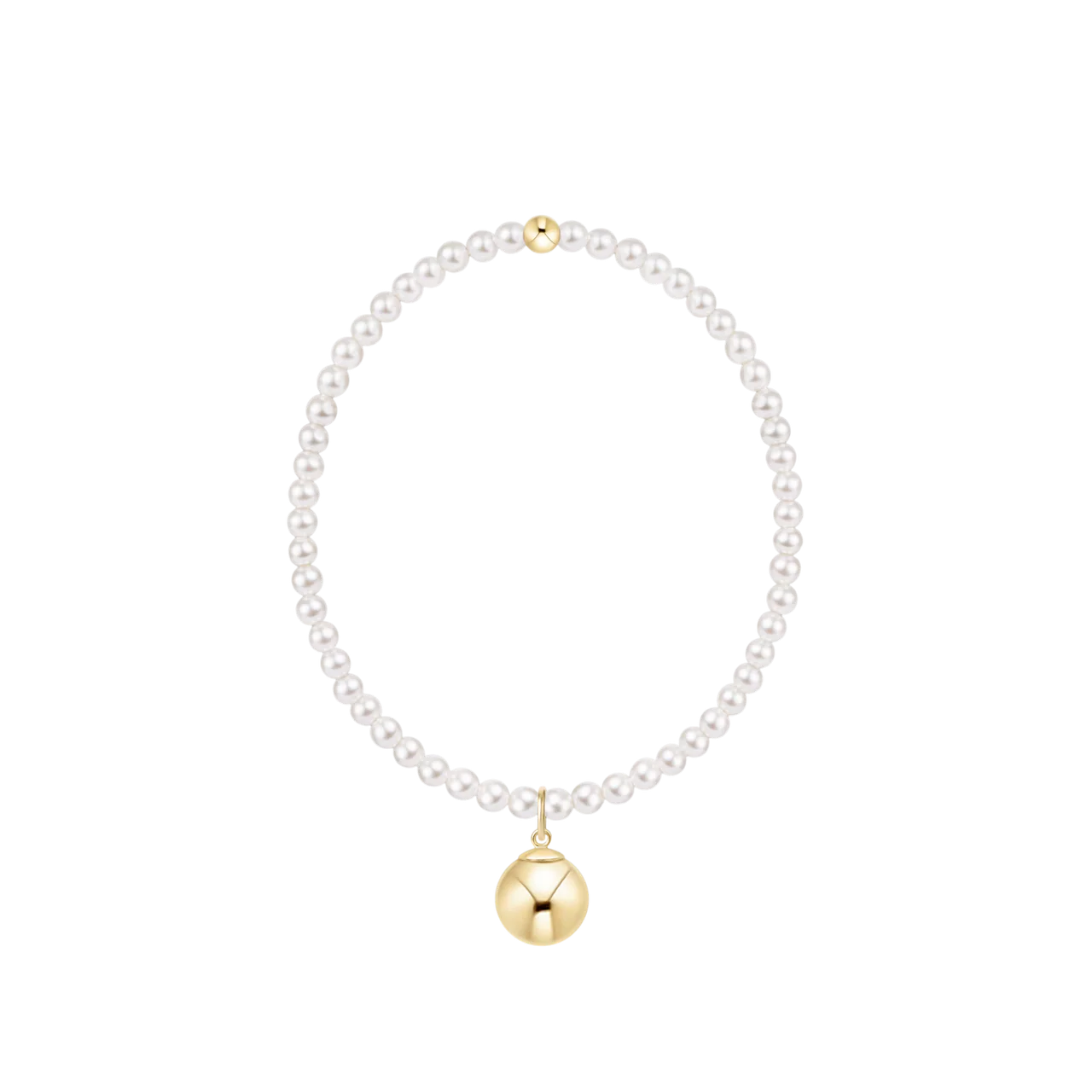 Classic Pearl 3mm Bracelet - Classic Gold 10mm Charm