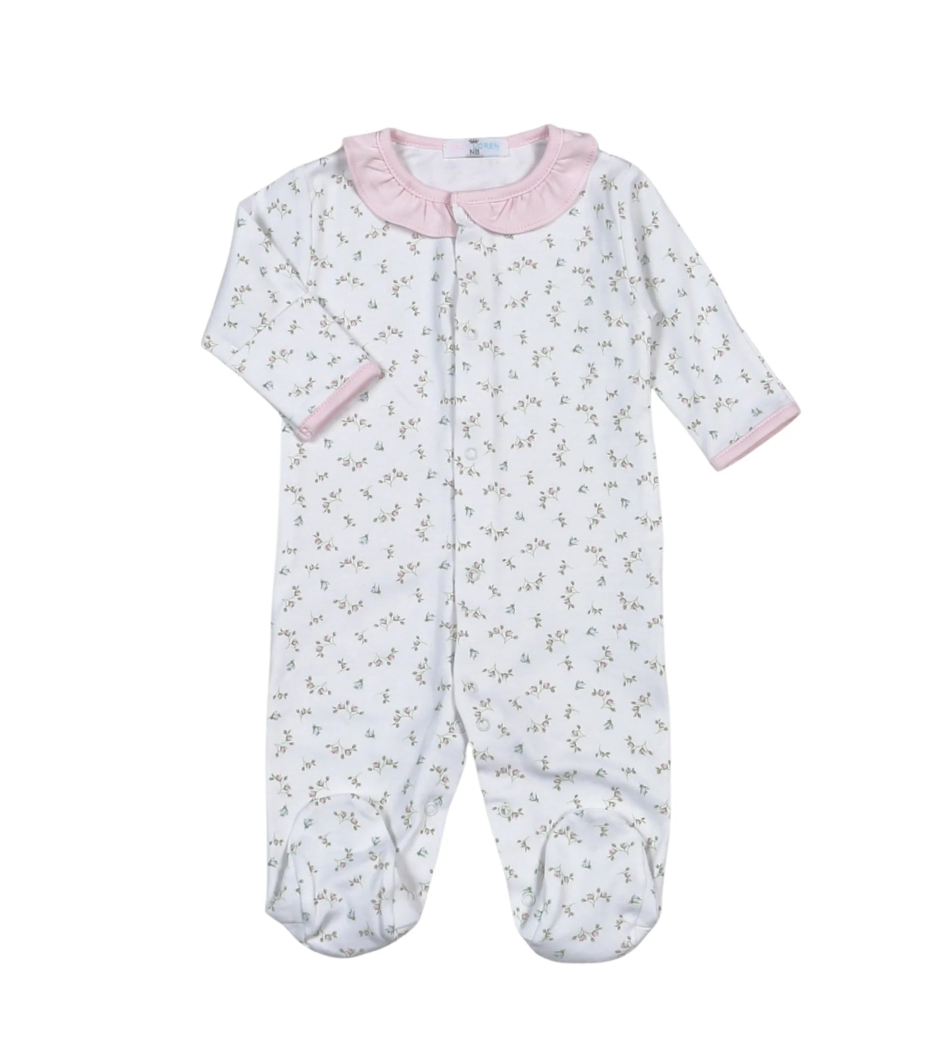 Baby Loren | Bella Pink Floral Pima Snaps Footie