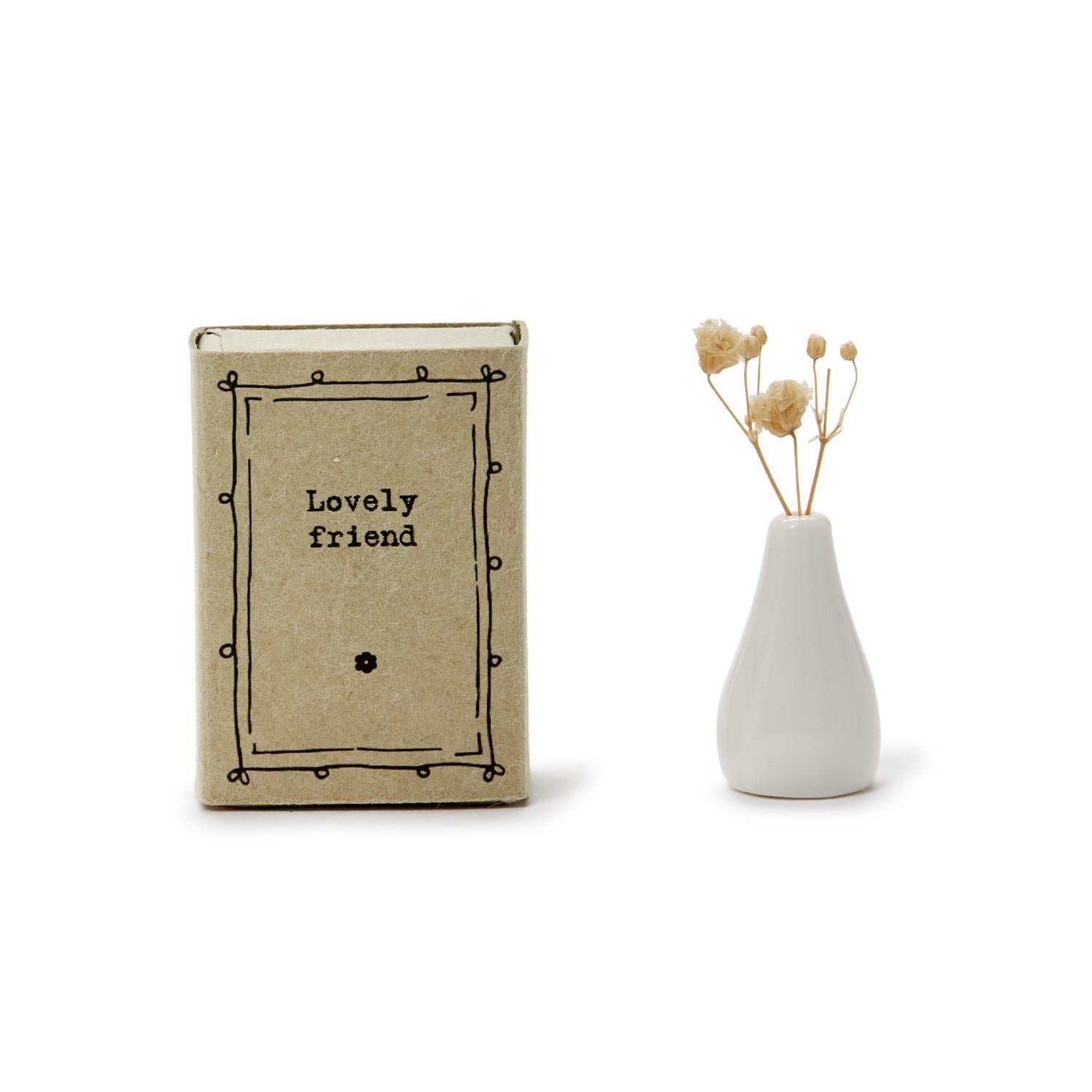 Matchbox Vase with Flowers in Gift Box