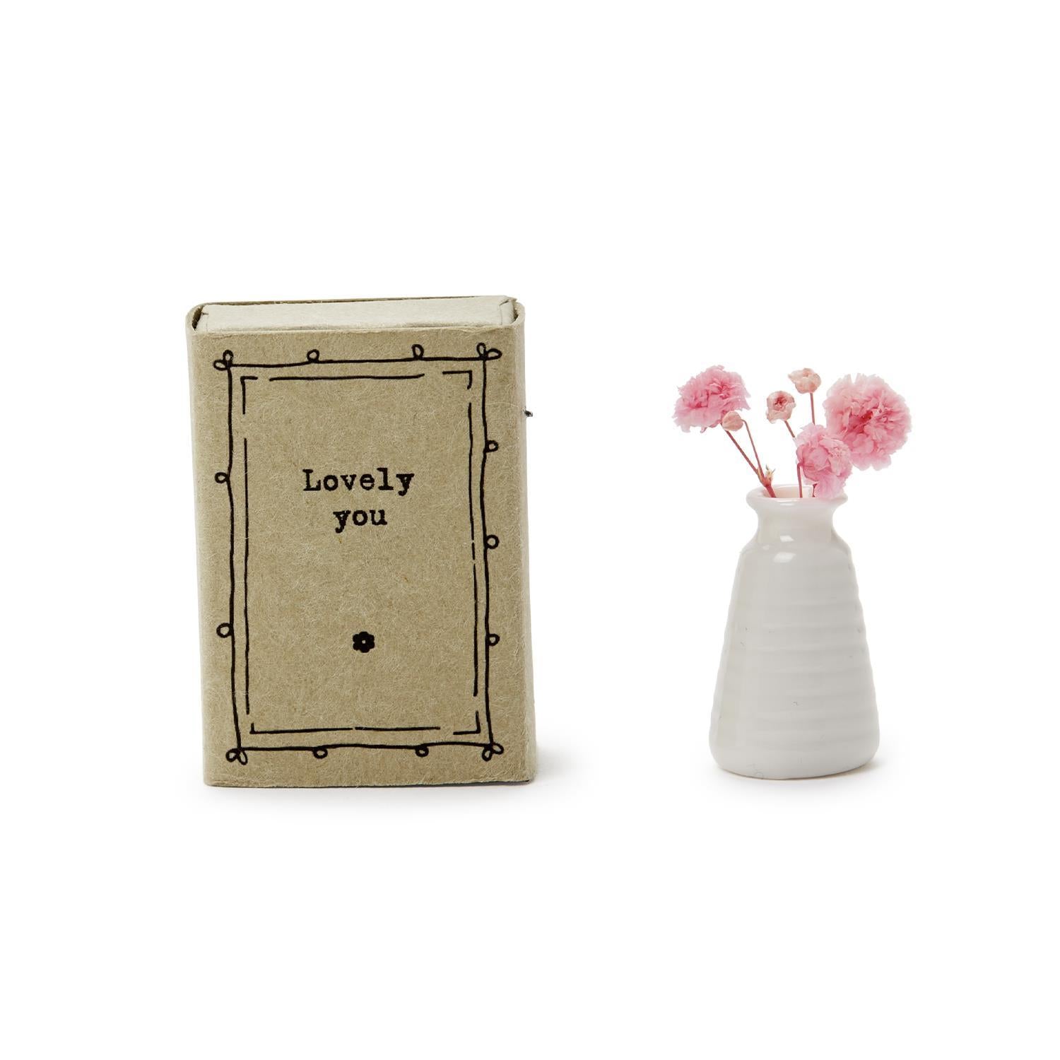 Matchbox Vase with Flowers in Gift Box