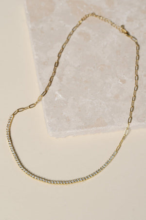 Elizabeth Pave Paperclip Necklace