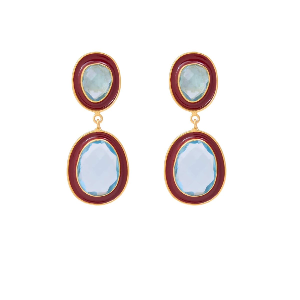 Elaine Semi Precious Stone and Enamel Drop Earrings