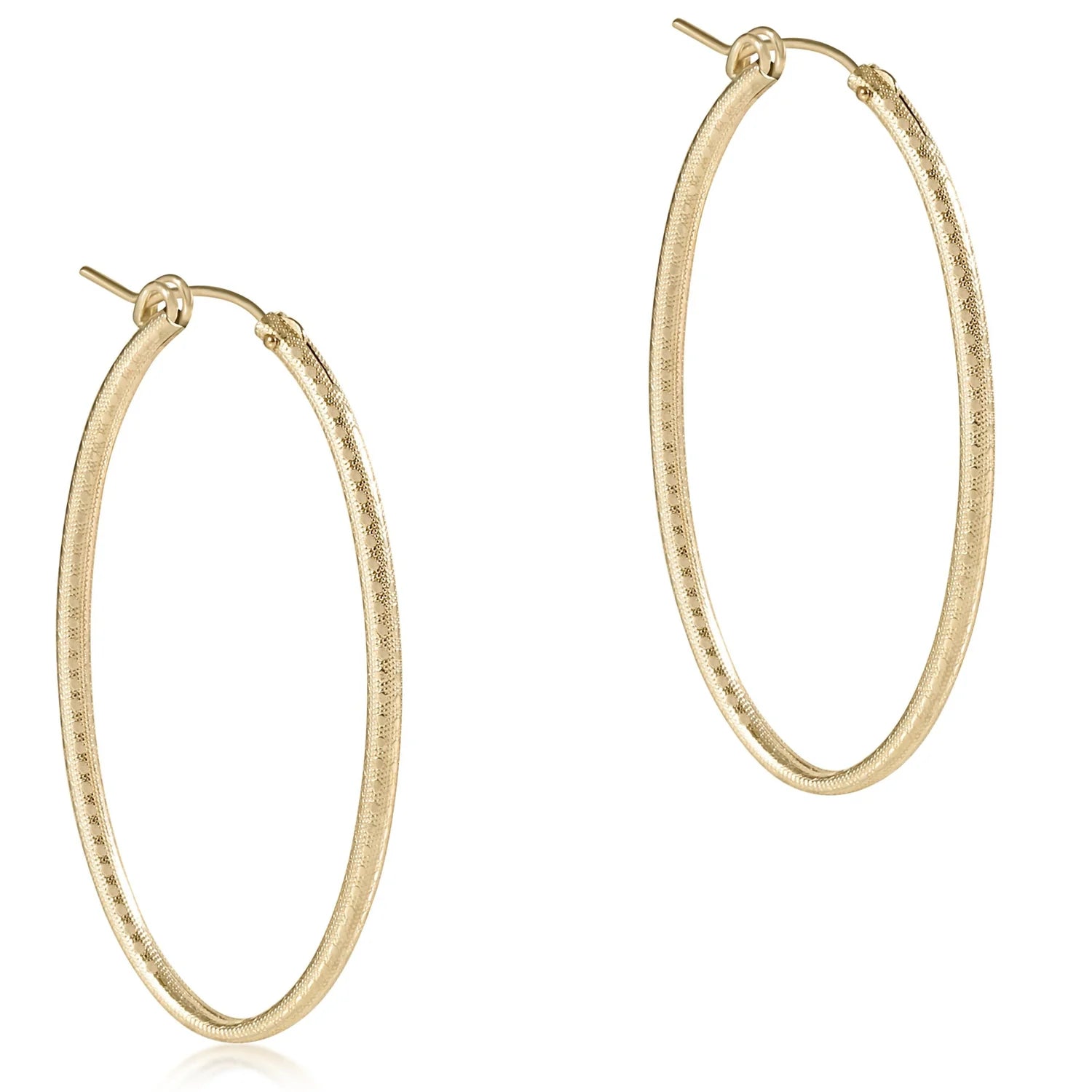 Oval Gold Textured or Smooth Hoops (1''-2'')