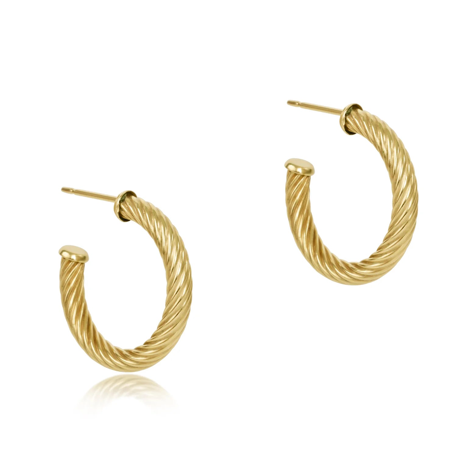 1.25" Round Gold Hoop Earrings - Textured Twist