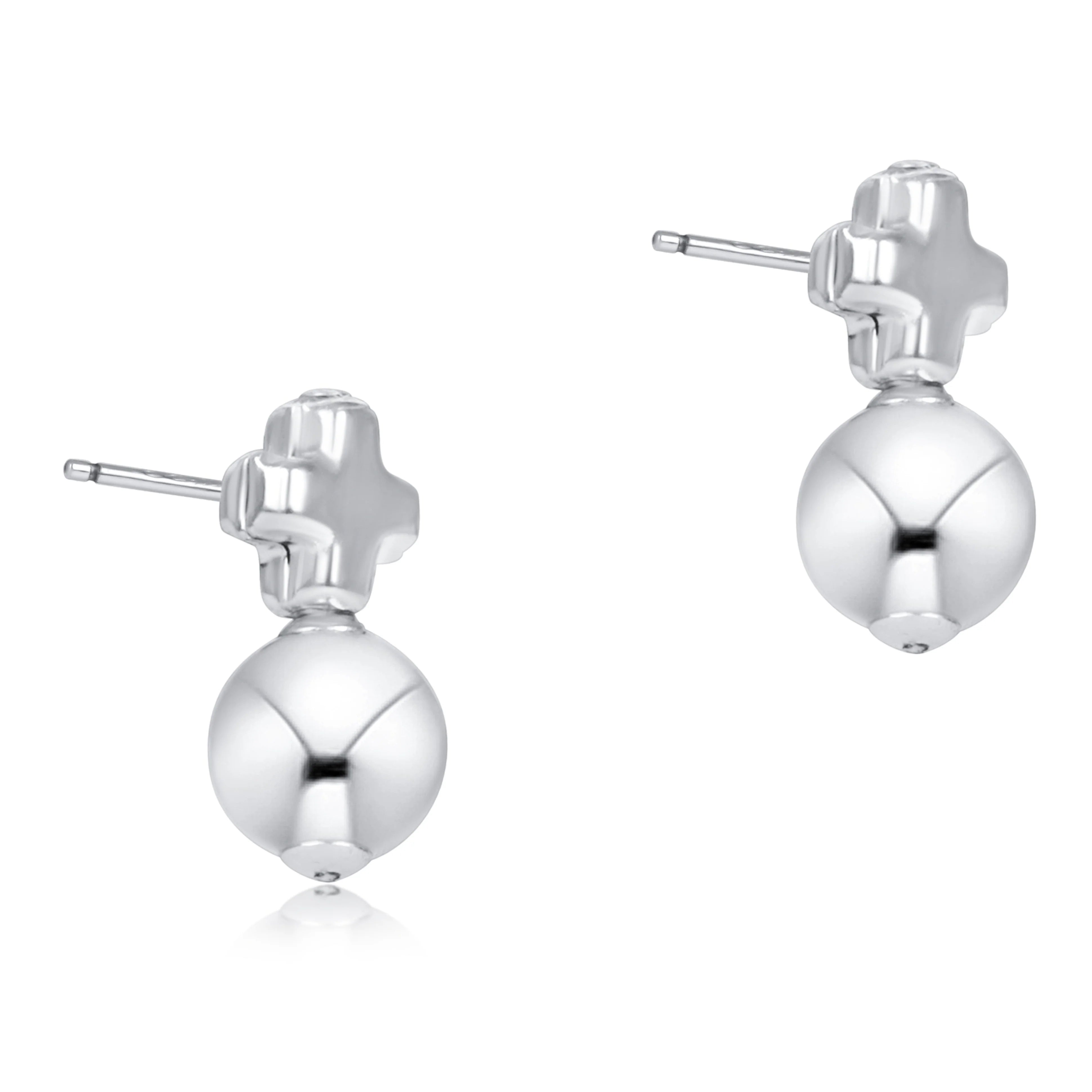 Signature Cross Sterling Stud - Pearl & Classic
