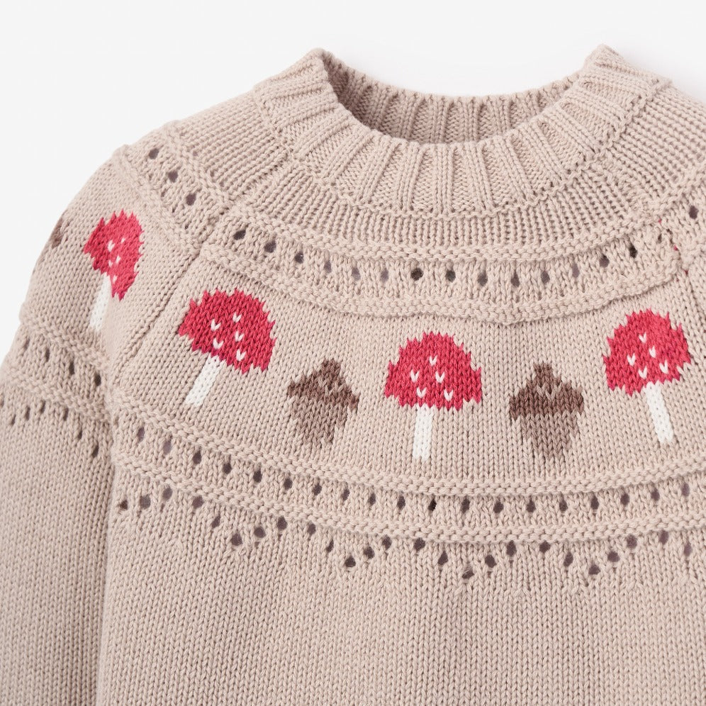 Elegant Baby | Mushroom Fairisle Knit Sweater + Knit Skirt Set