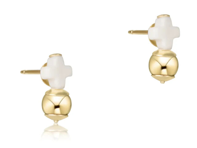 Signature Cross Small Drop Stud - Classic Gold