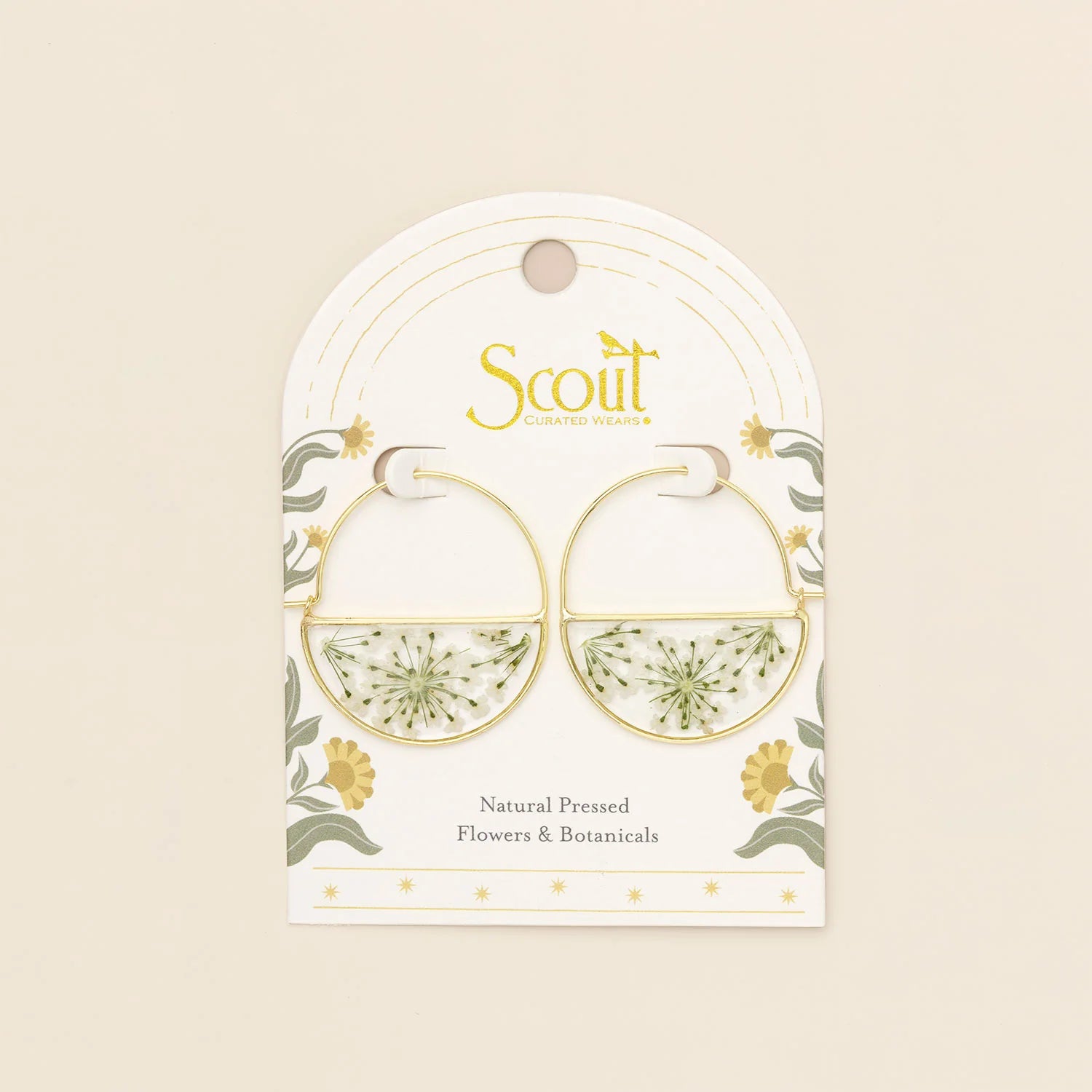 Pressed Flower Hoop Earring