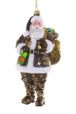 Luxe Santa Ornament - Brown