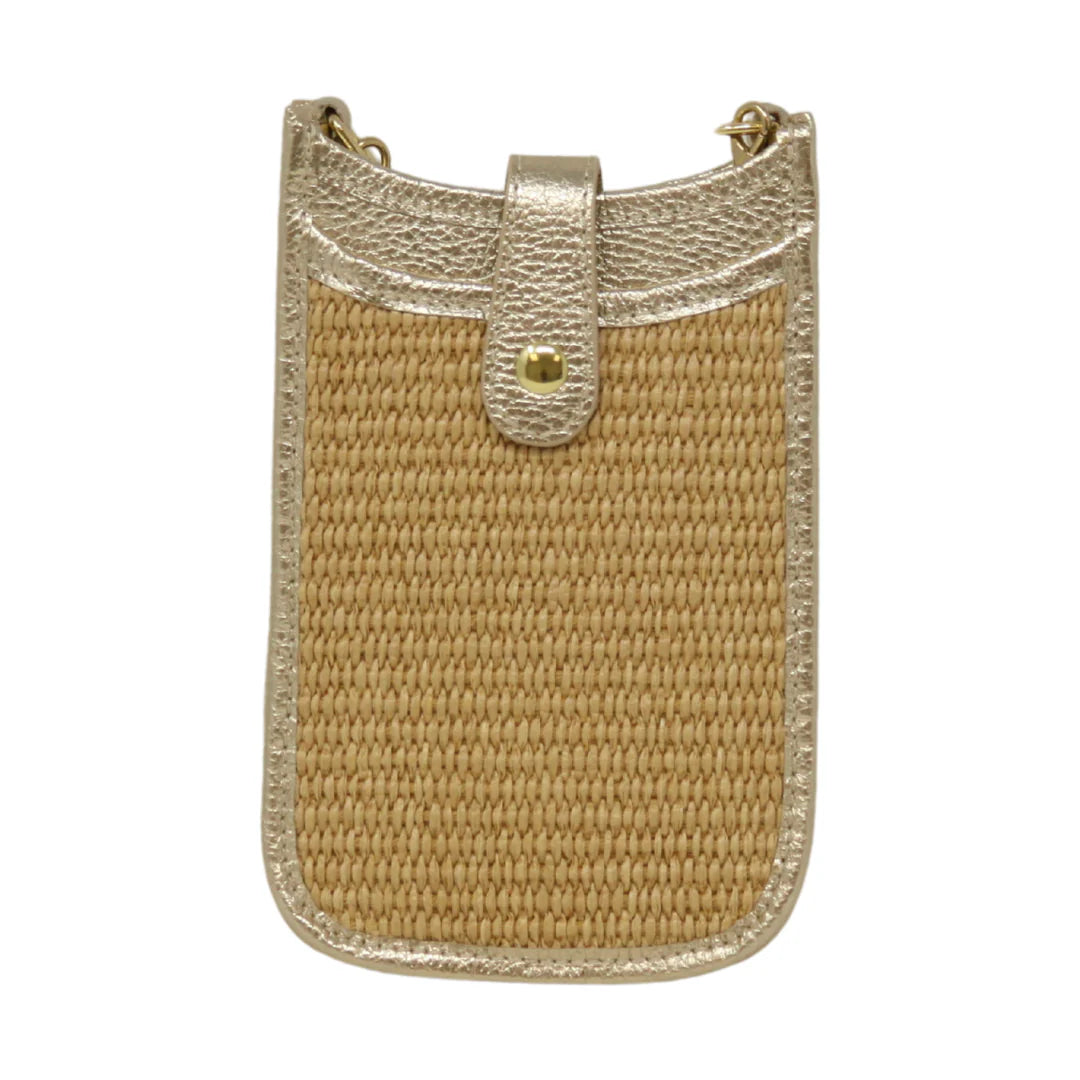German Fuentes | Rattan and Leather Crossbody Cellphone Bag