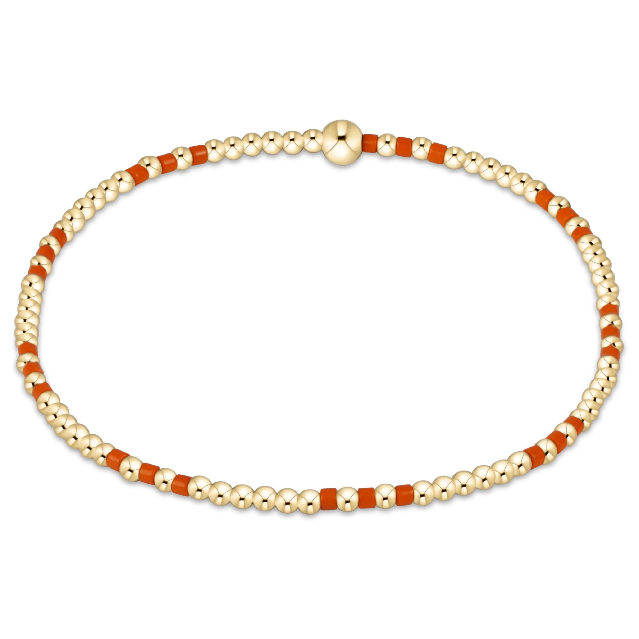 Hope Joy Pattern Gameday 2mm Bead Bracelet Orange