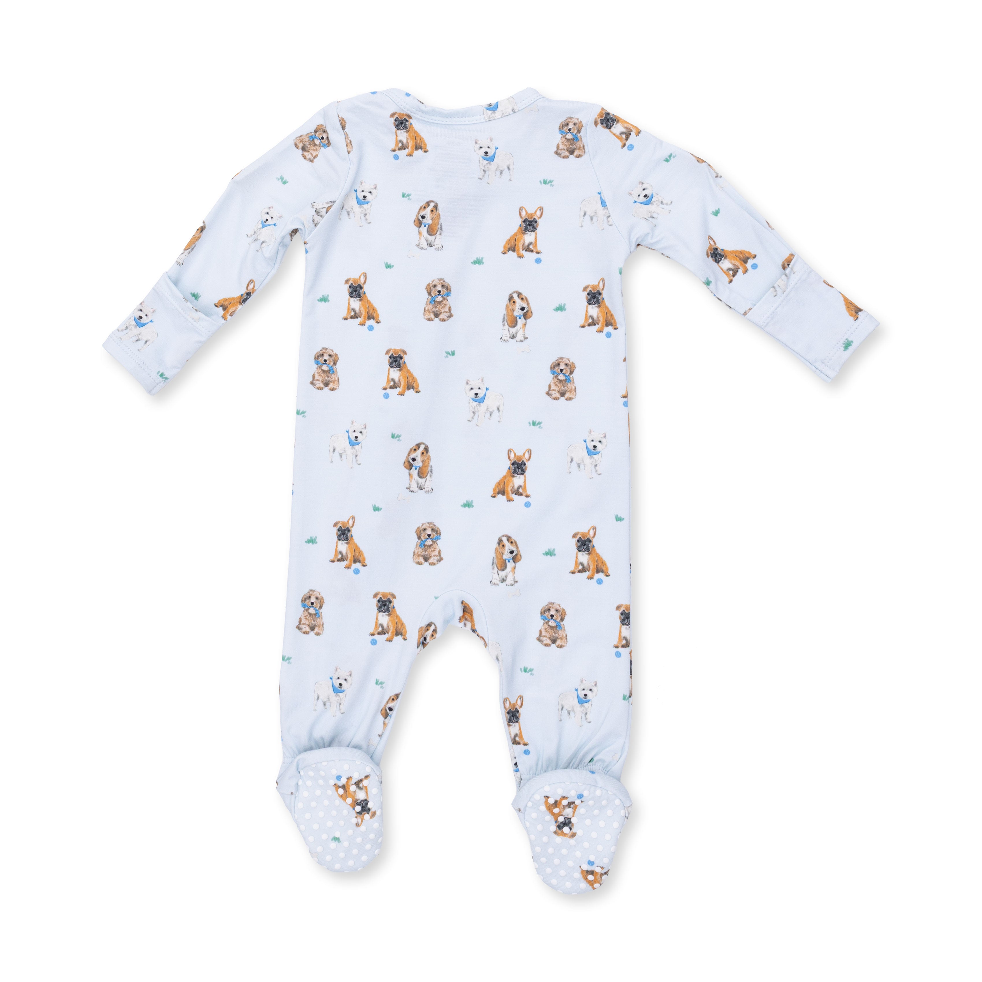 Bestie Dogs Blue 2 Way Zipper Footie