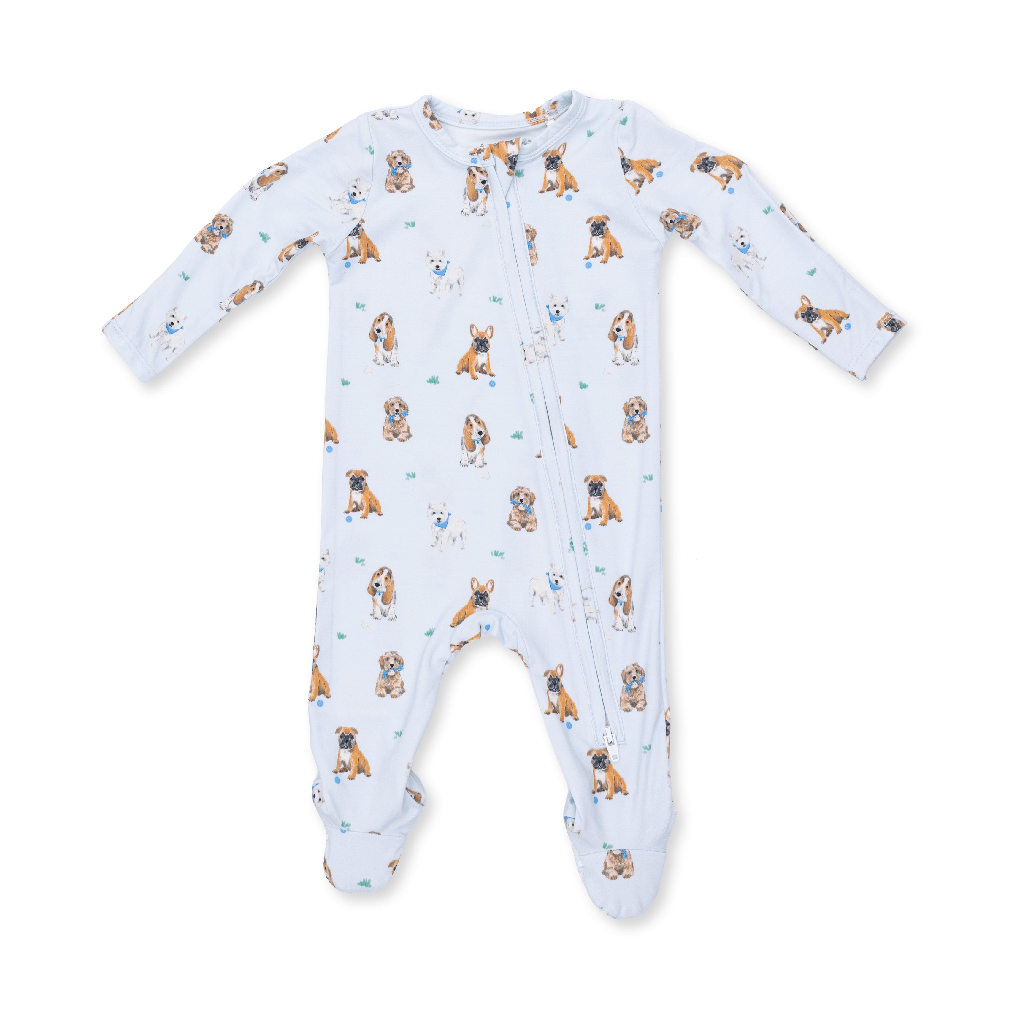 Bestie Dogs Blue 2 Way Zipper Footie