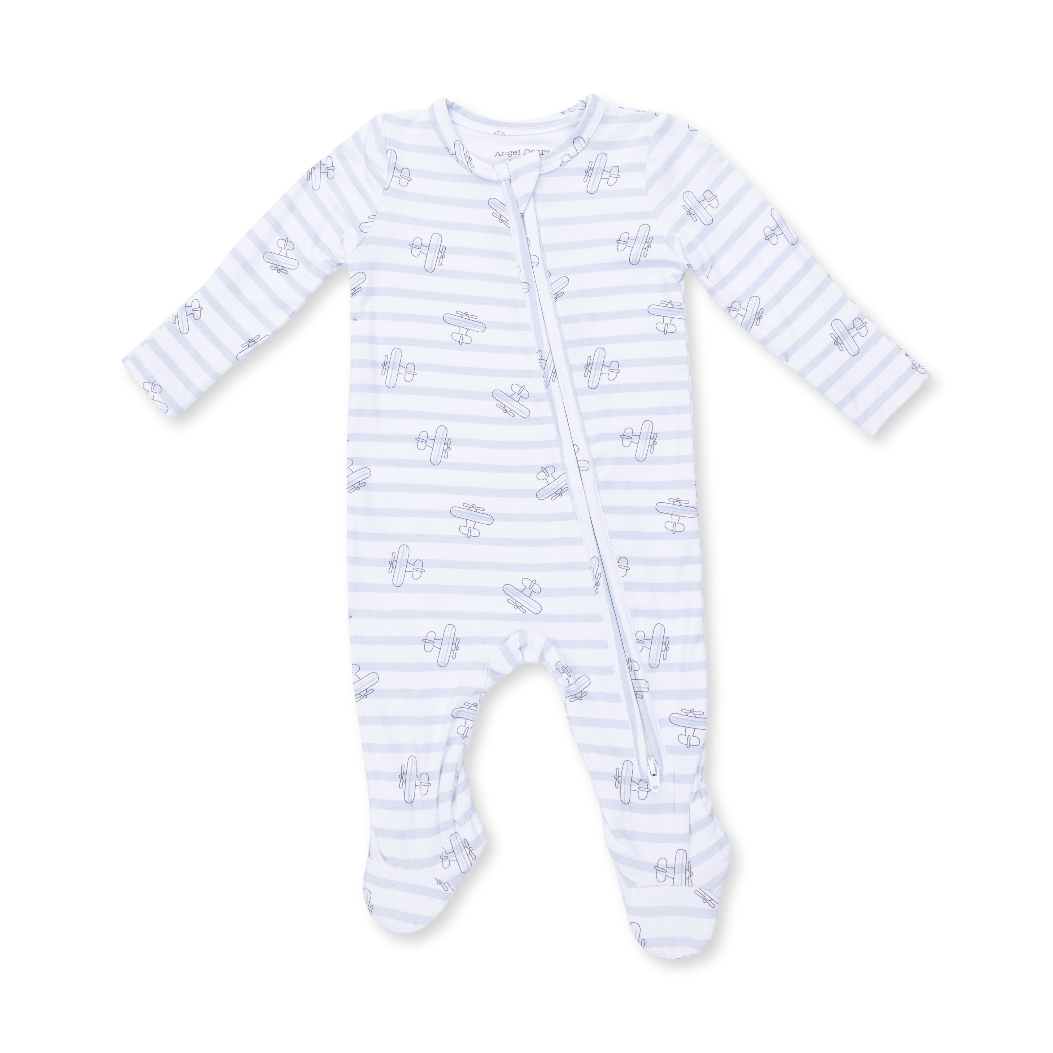 Airplane Stripe 2 Way Zipper Footie