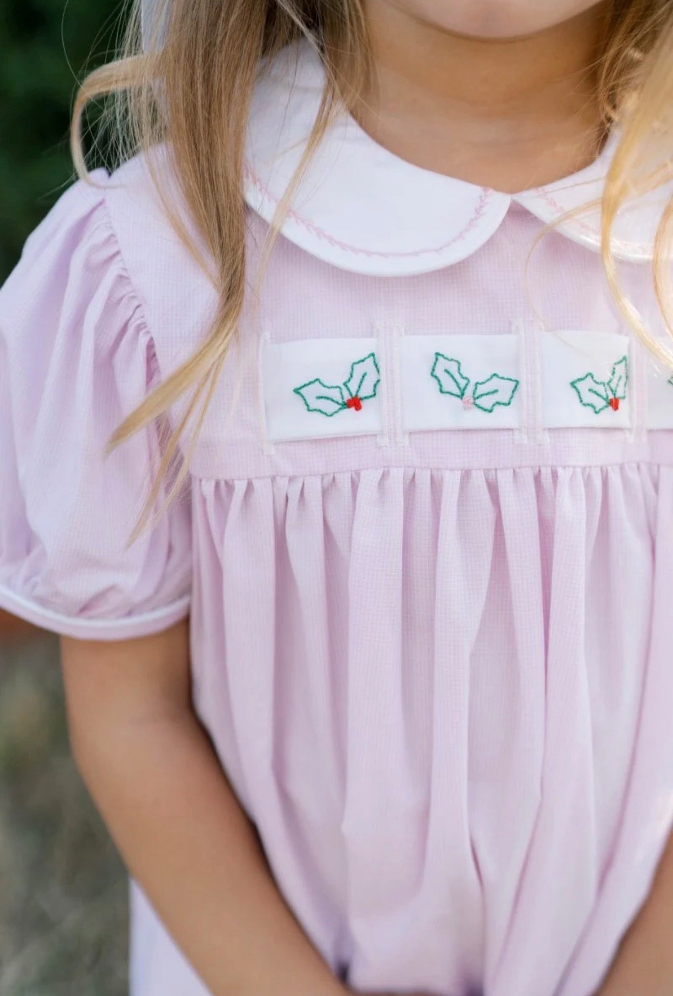 Ruth Ribbon Dress - Baby Pink Minigingham