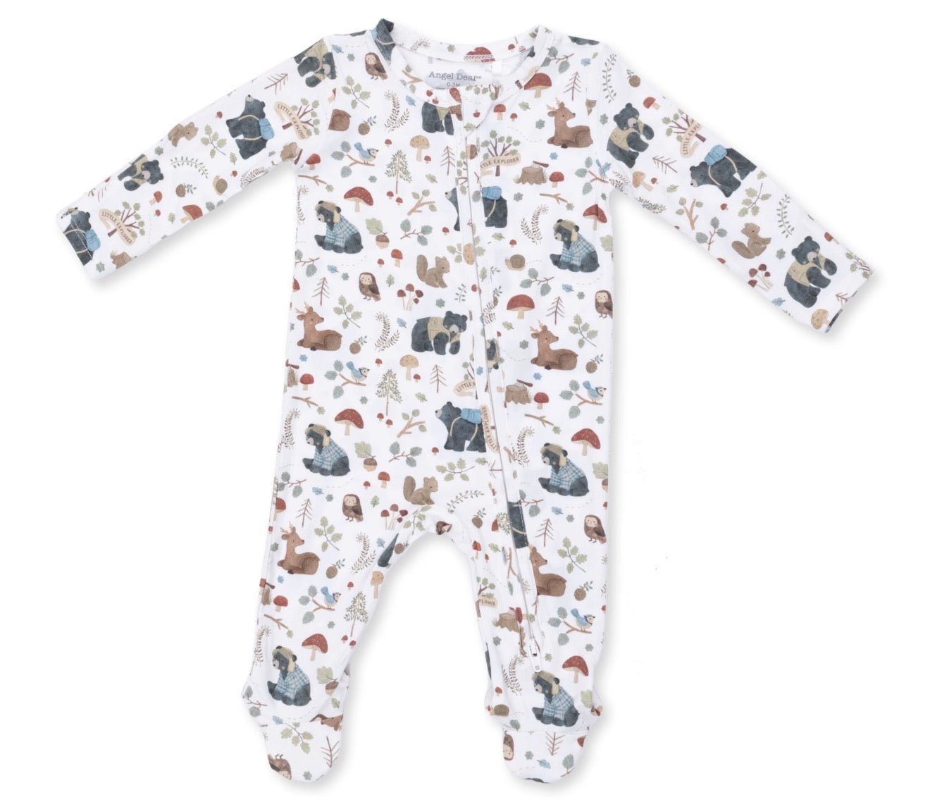Southern Woodland Animals Green 2 Way Zipper Footie