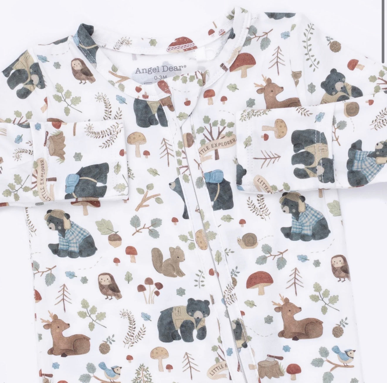 Southern Woodland Animals Green 2 Way Zipper Footie
