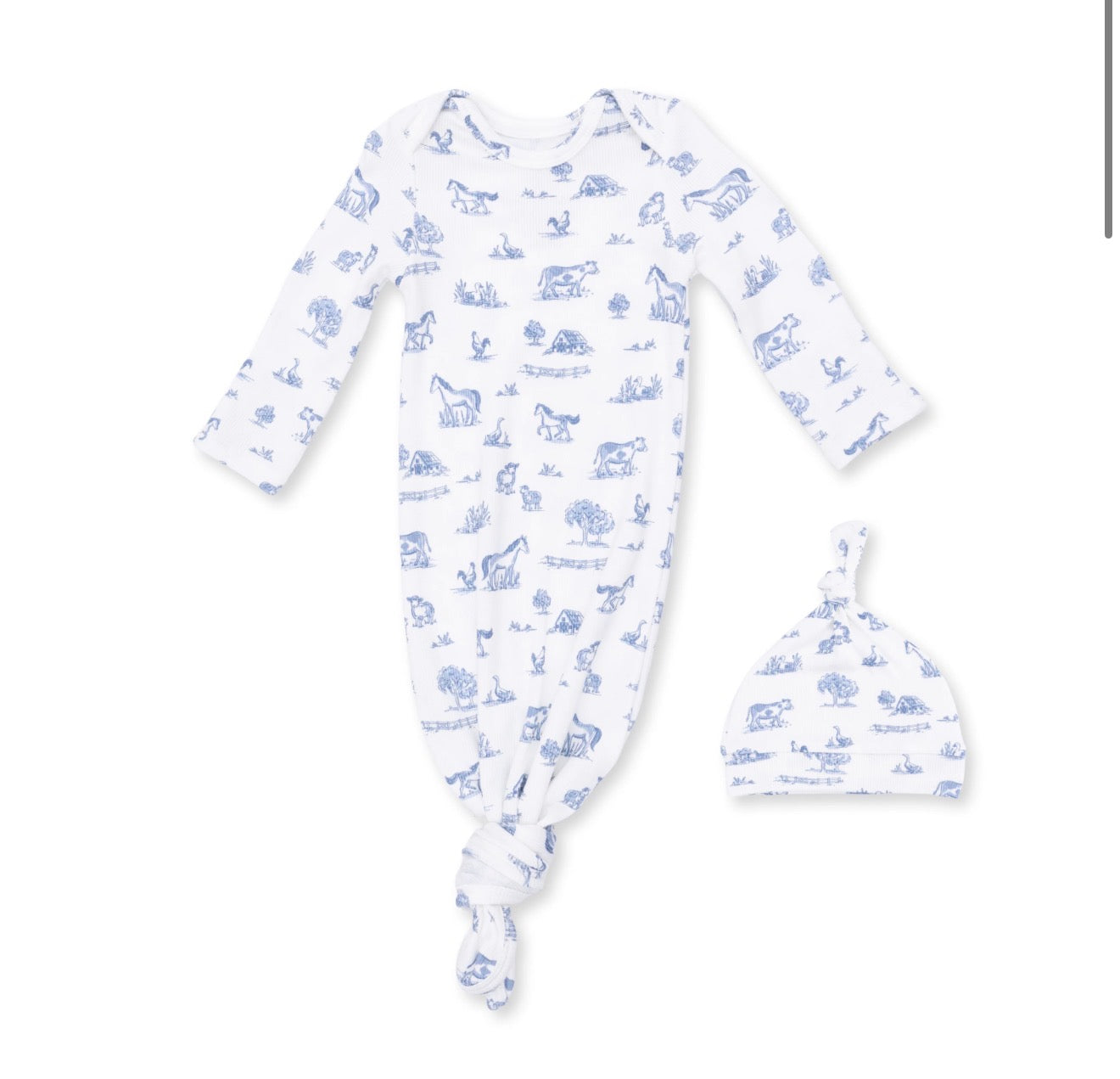 Farm Friends Knotted Gown & Knotted Hat Set