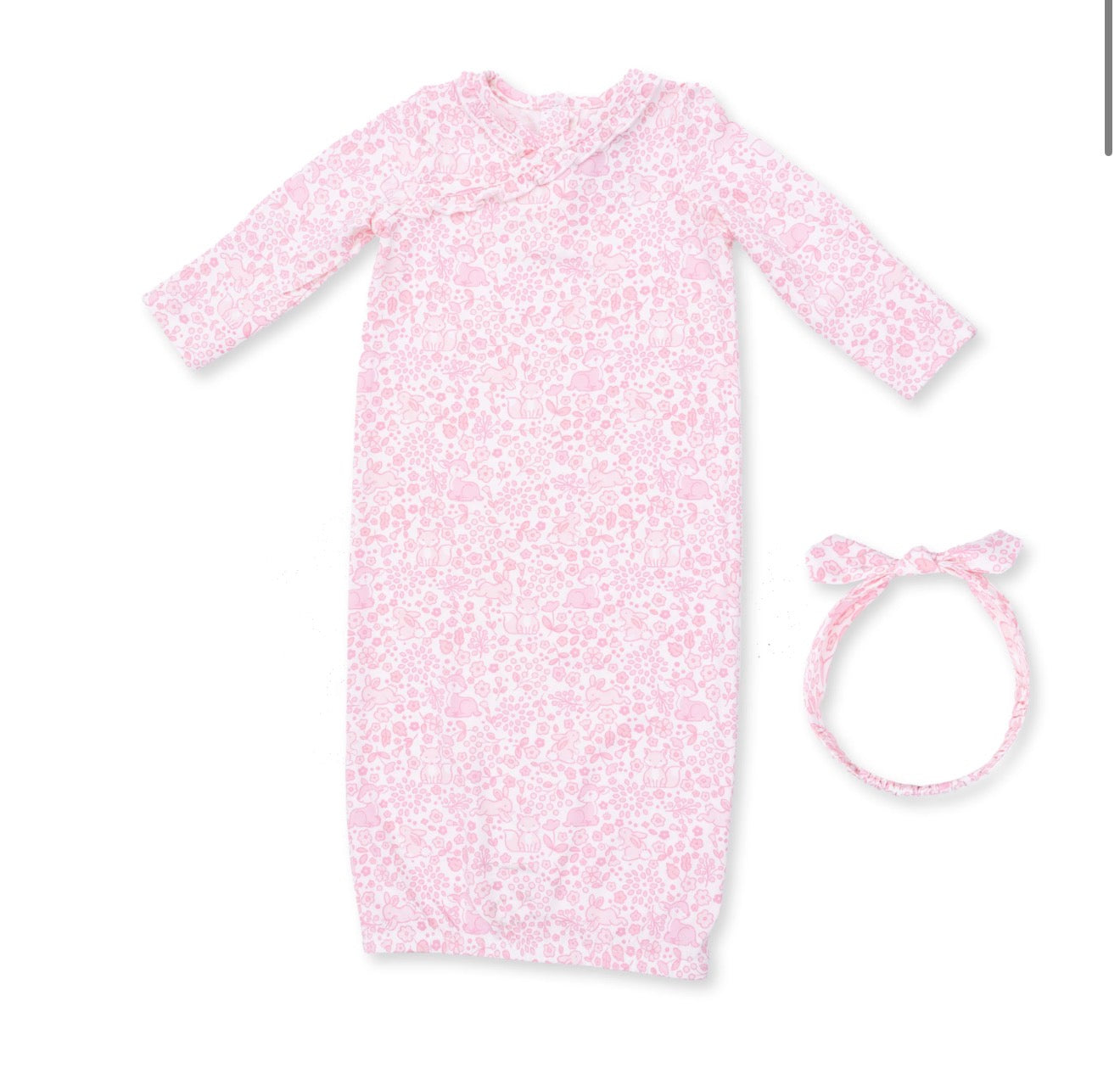 Baby Woodland Kimono Gown and Knot Headband