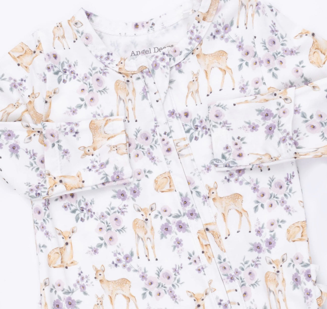 Floral Deer 2 Way Ruffle Back Zipper Footie