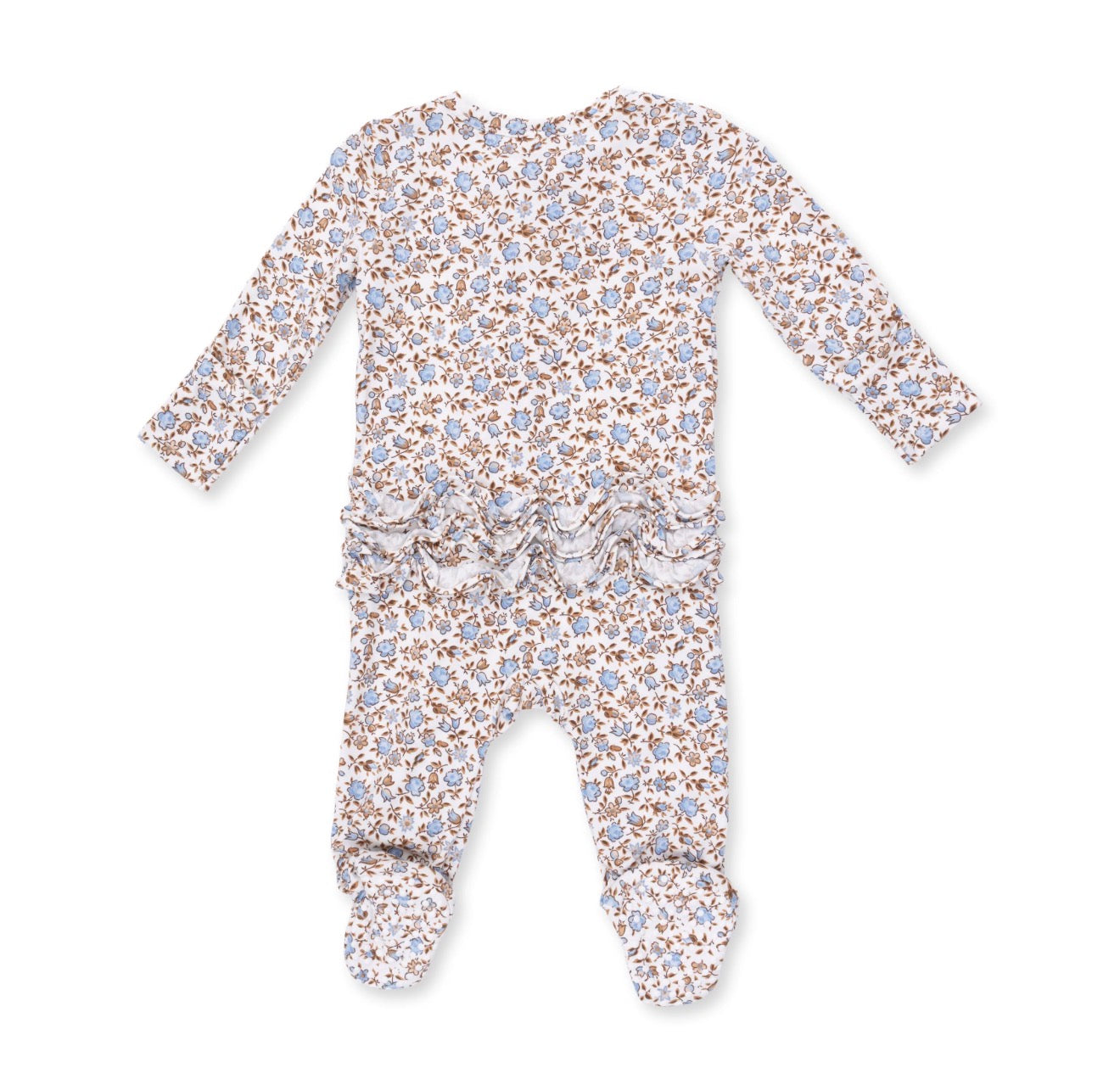 Hazel Floral 2 Way Ruffle Back Zipper Footie