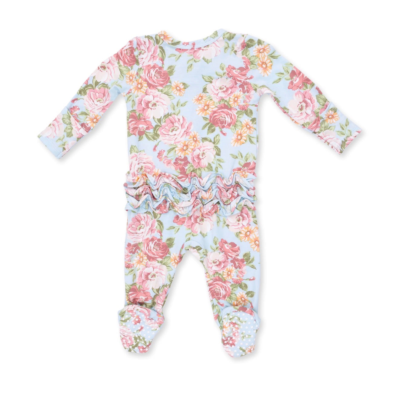 Angelina 2 Way Ruffle Back Zipper Footie