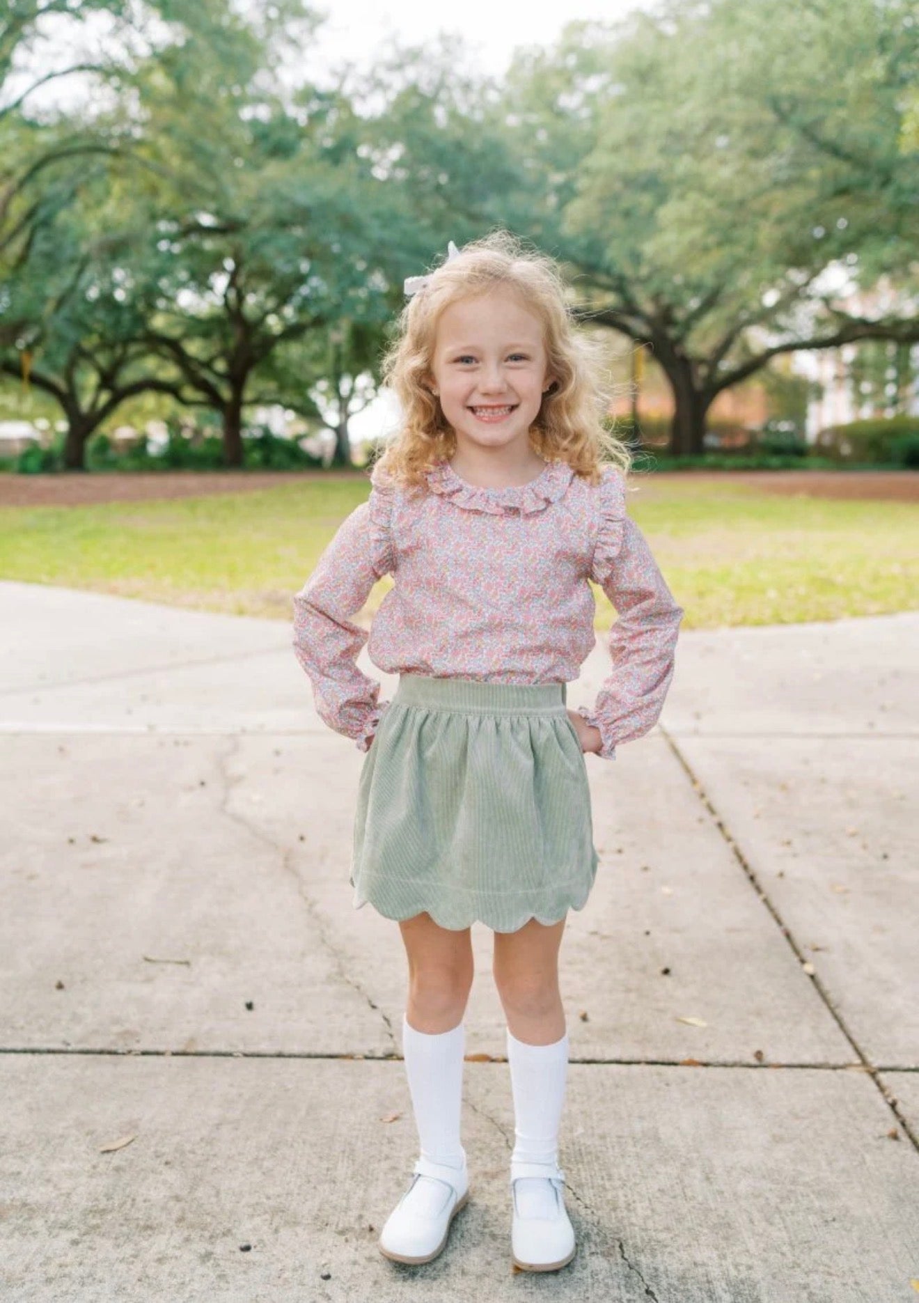 Susie Scallop Skirt - Sweetgrass Corduroy