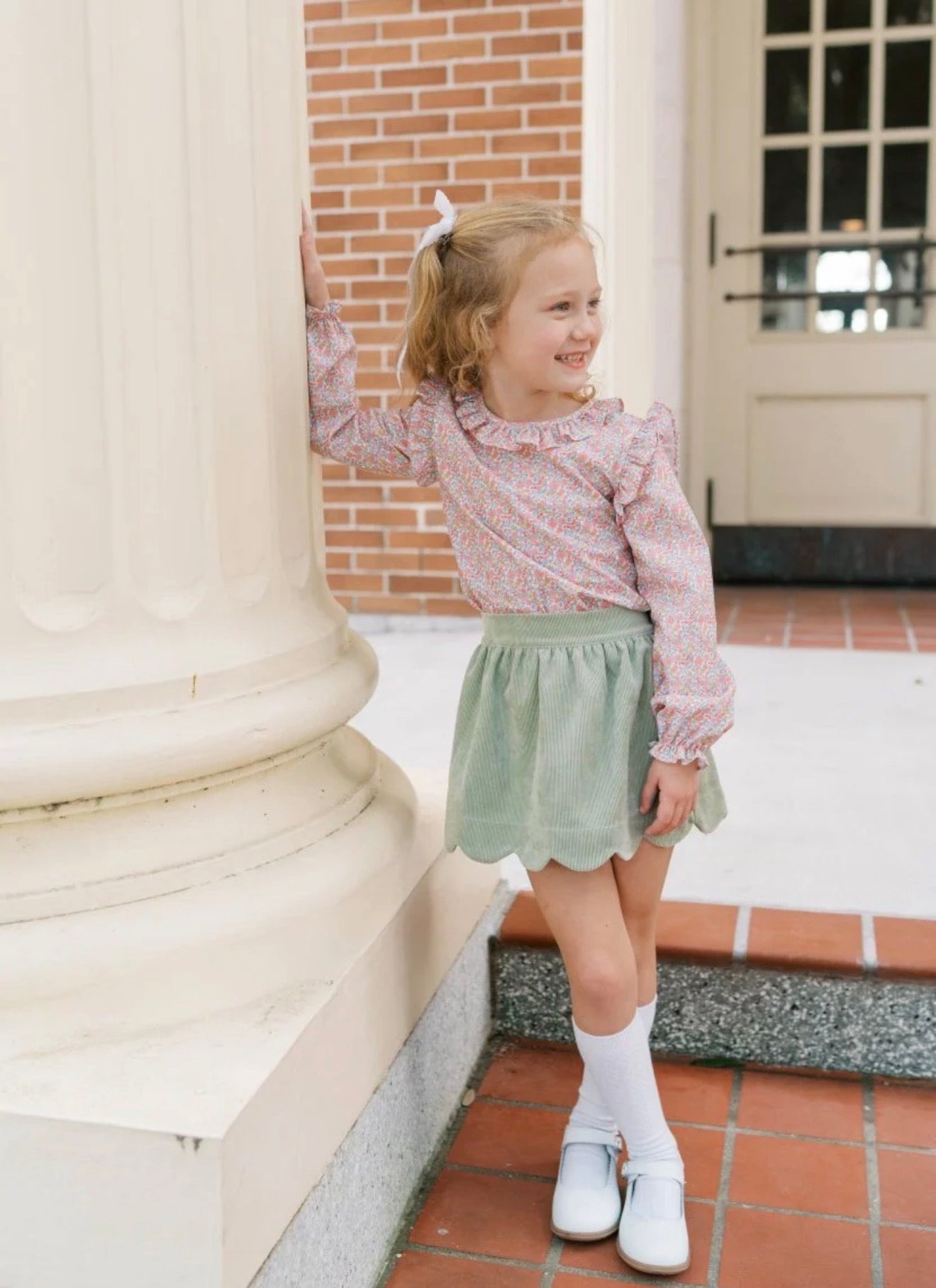 Susie Scallop Skirt - Sweetgrass Corduroy