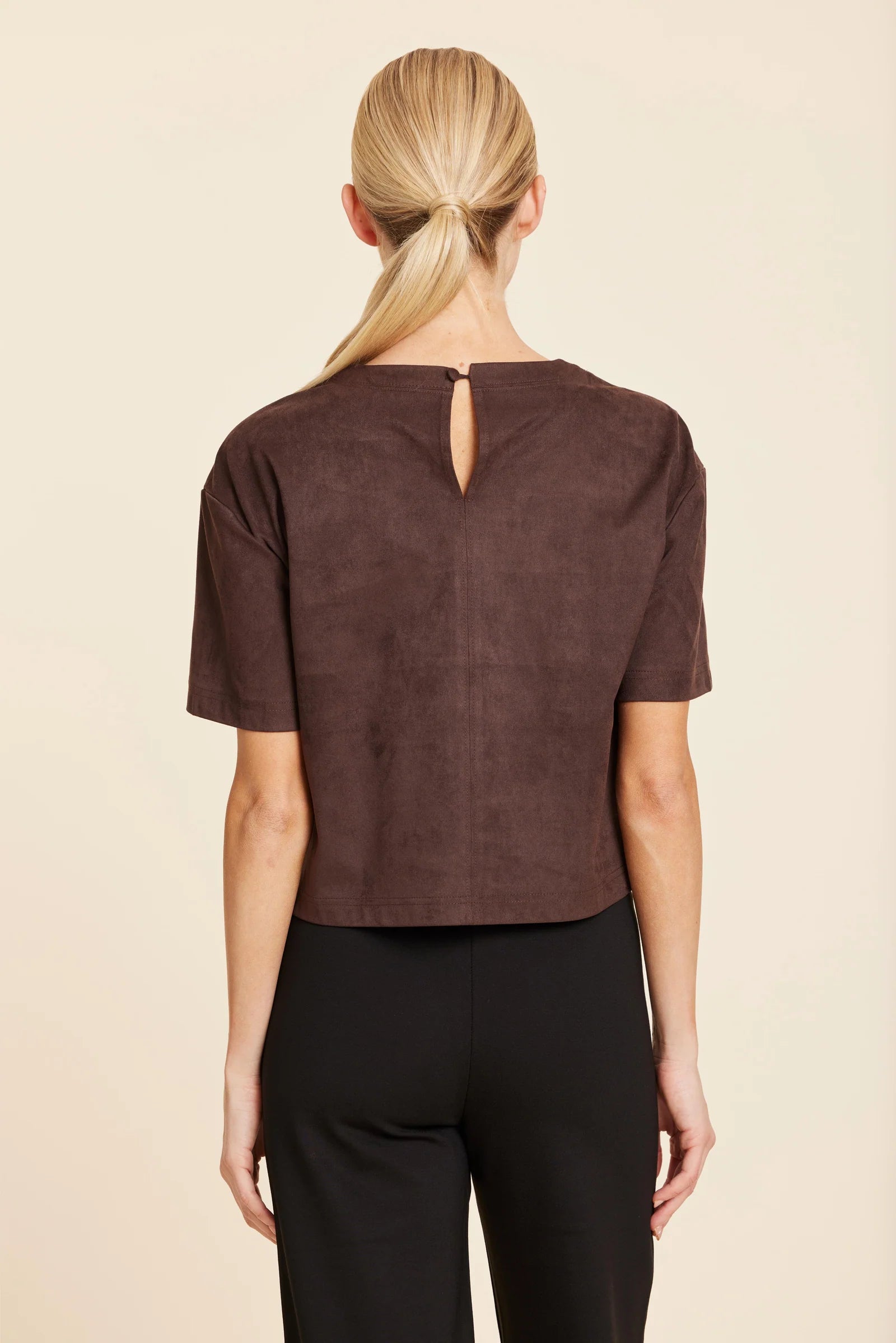 Riley Faux Suede Cropped Tee