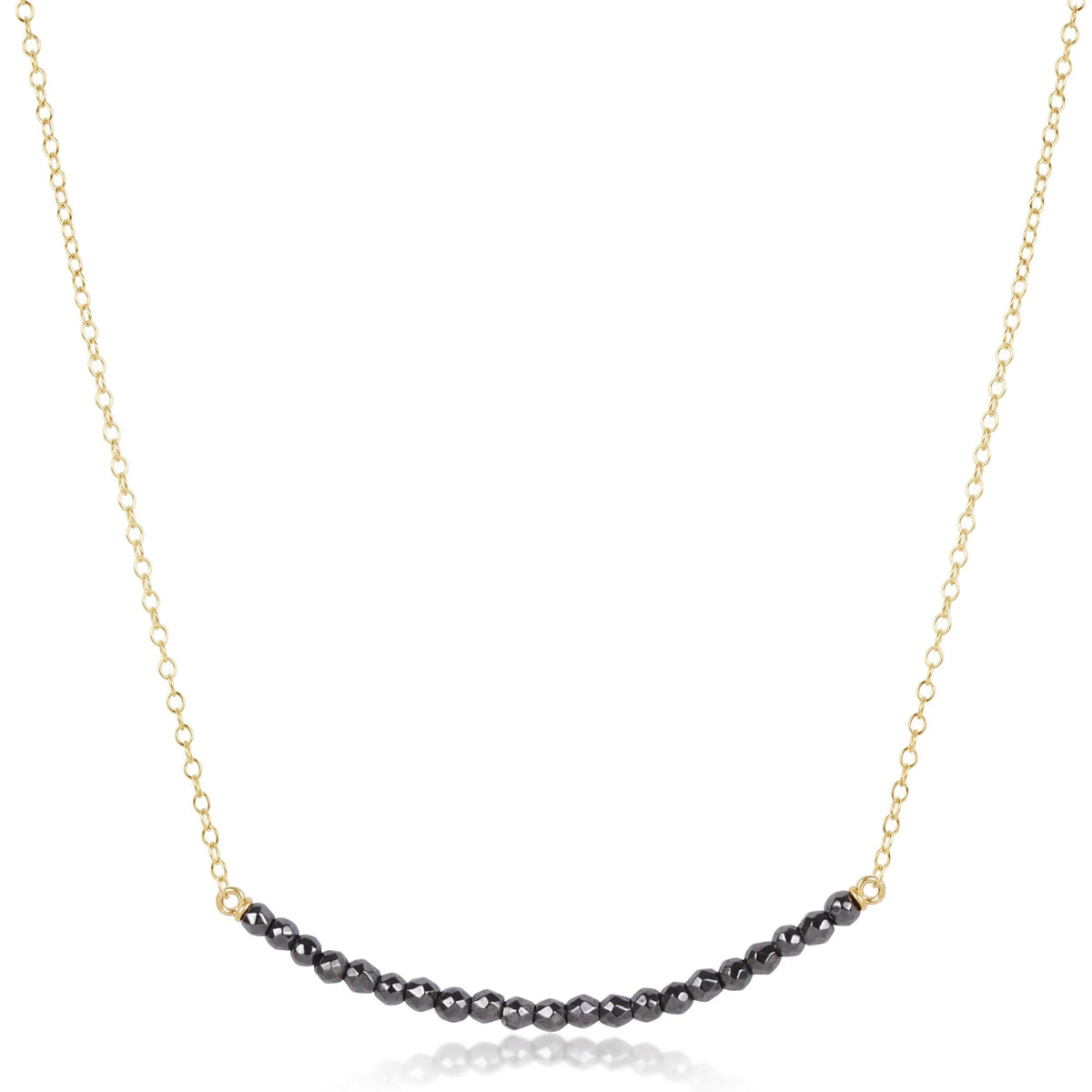 16" Beaded Bliss Faceted Hematite Necklace