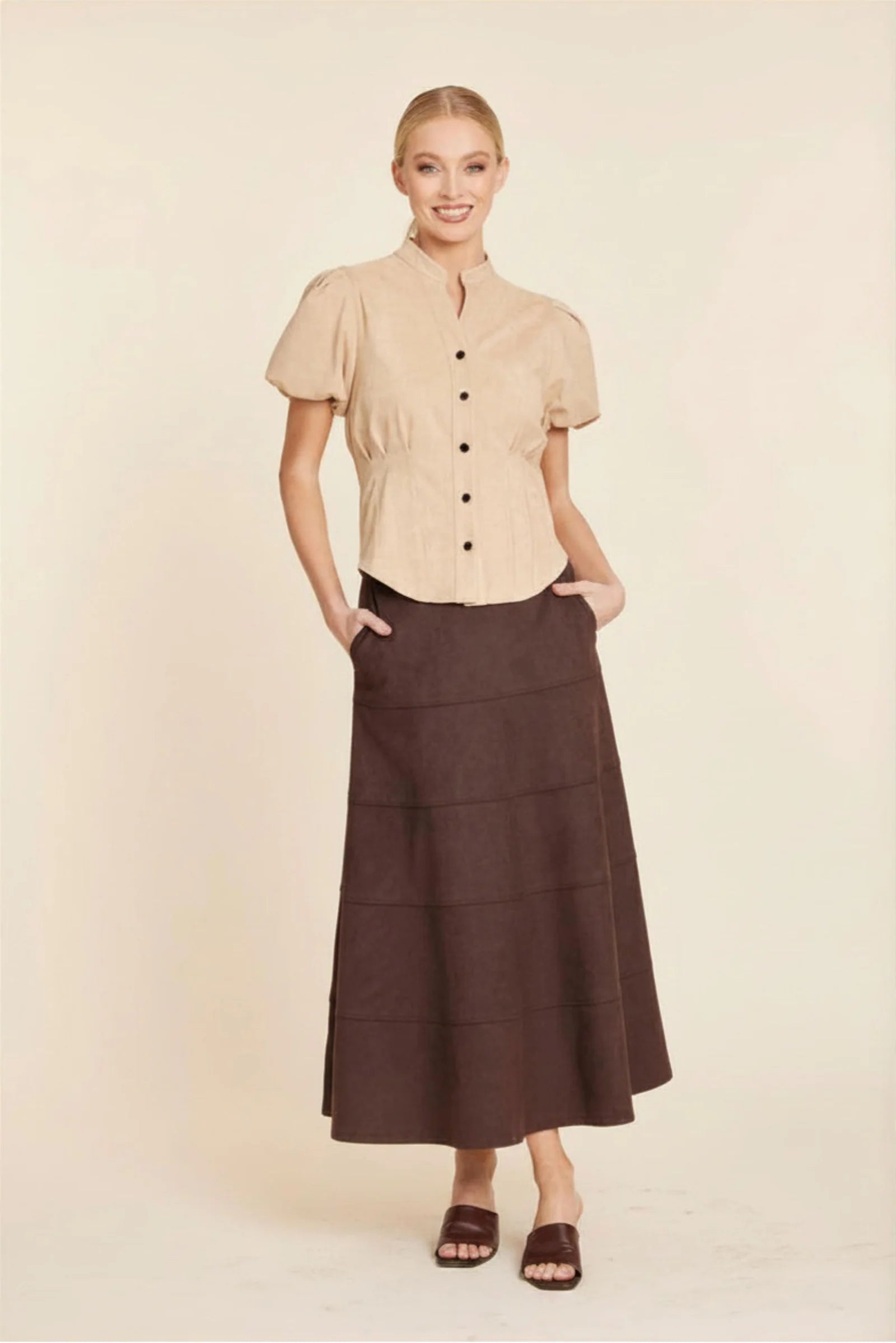 Isabella Faux Suede Coffee Skirt
