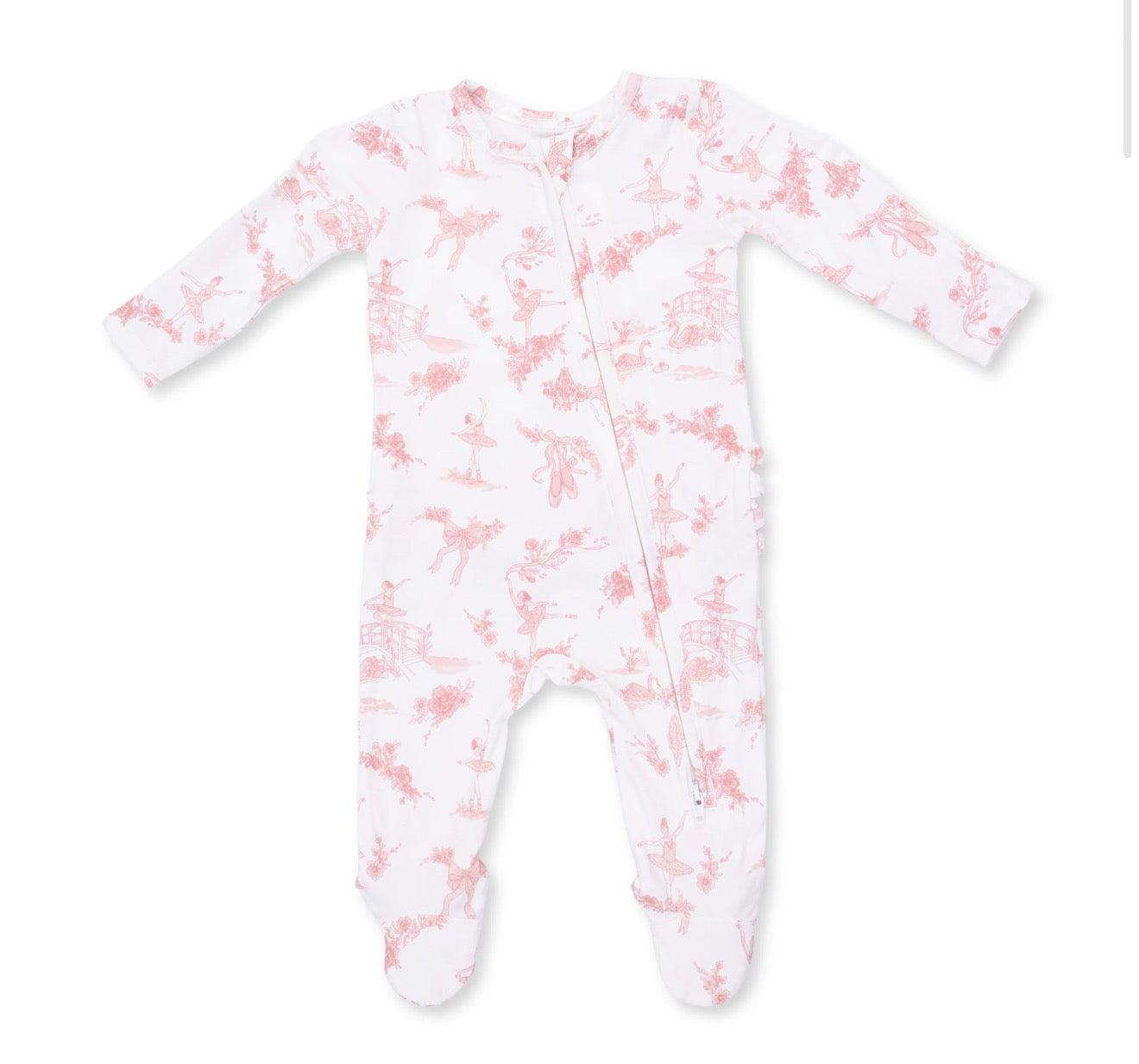 Ballet Toile 2-Way Ruffle Zipper Footie