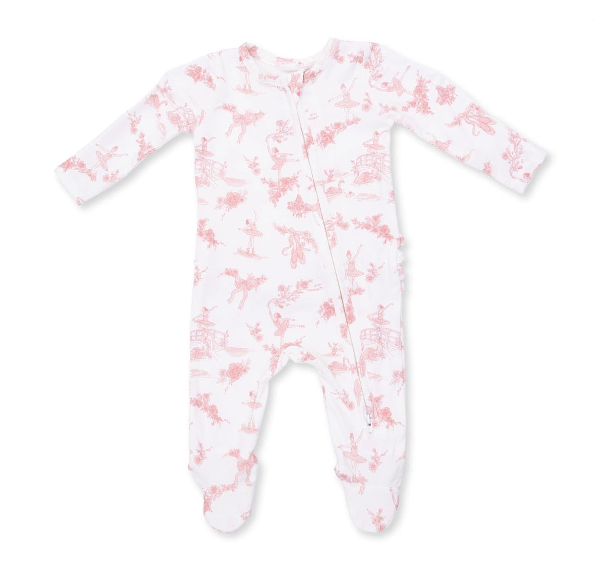 Ballet Toile 2-Way Ruffle Zipper Footie