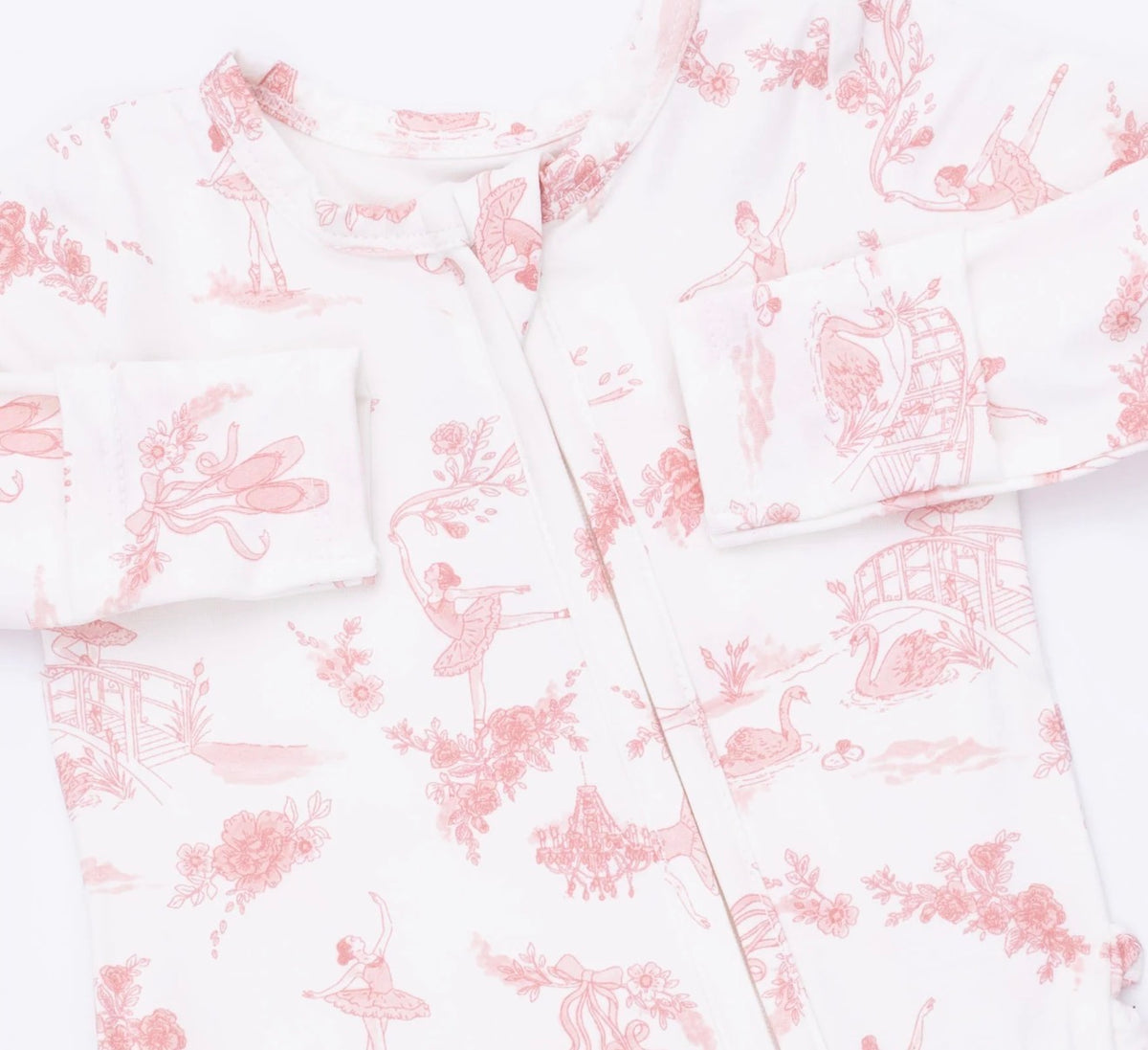 Ballet Toile 2-Way Ruffle Zipper Footie