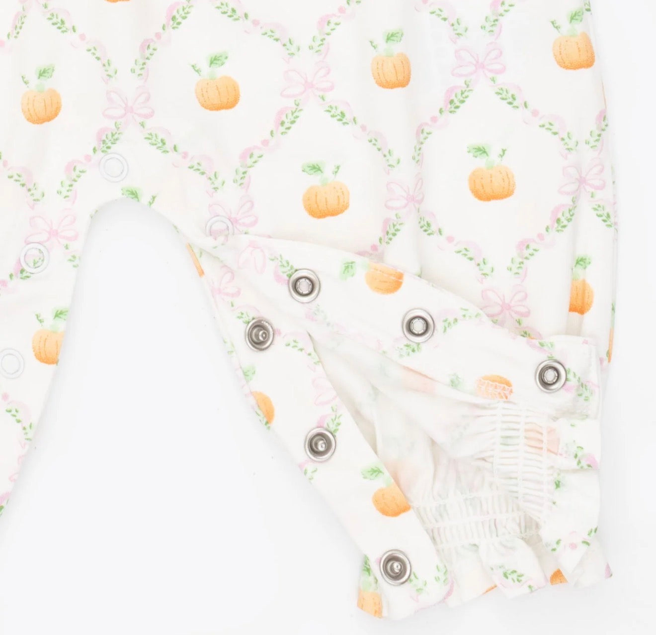 Pretty Pumpkin Trellis Smocked Long Sleeve Romper
