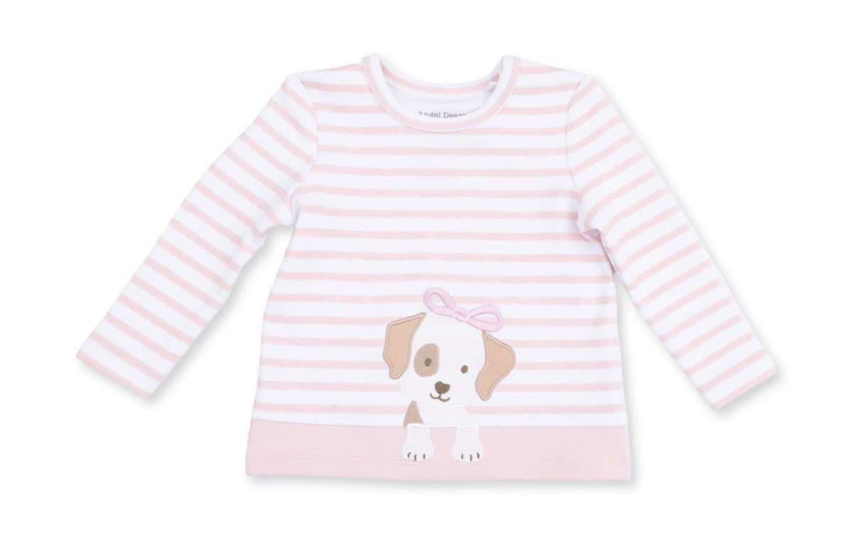 Striped Puppy Long Sleeve Uni Top