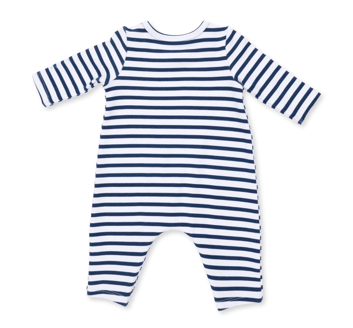 Navy Football Long Sleeve Snap Shoulder Romper