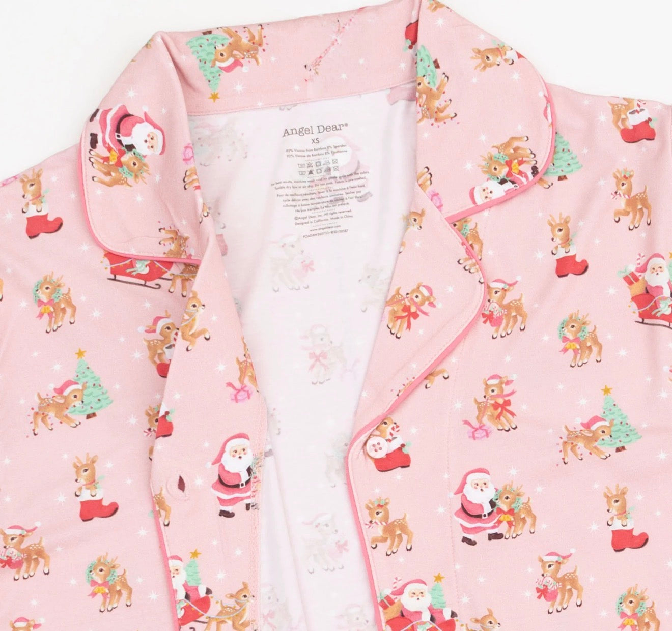 Vintage Reindeer & Santa Pink Adult Long Sleeve PJ's