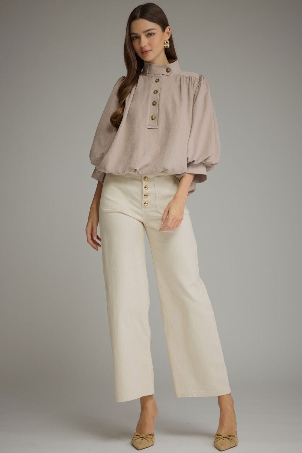 Zolie Ecru Wide Leg Pants