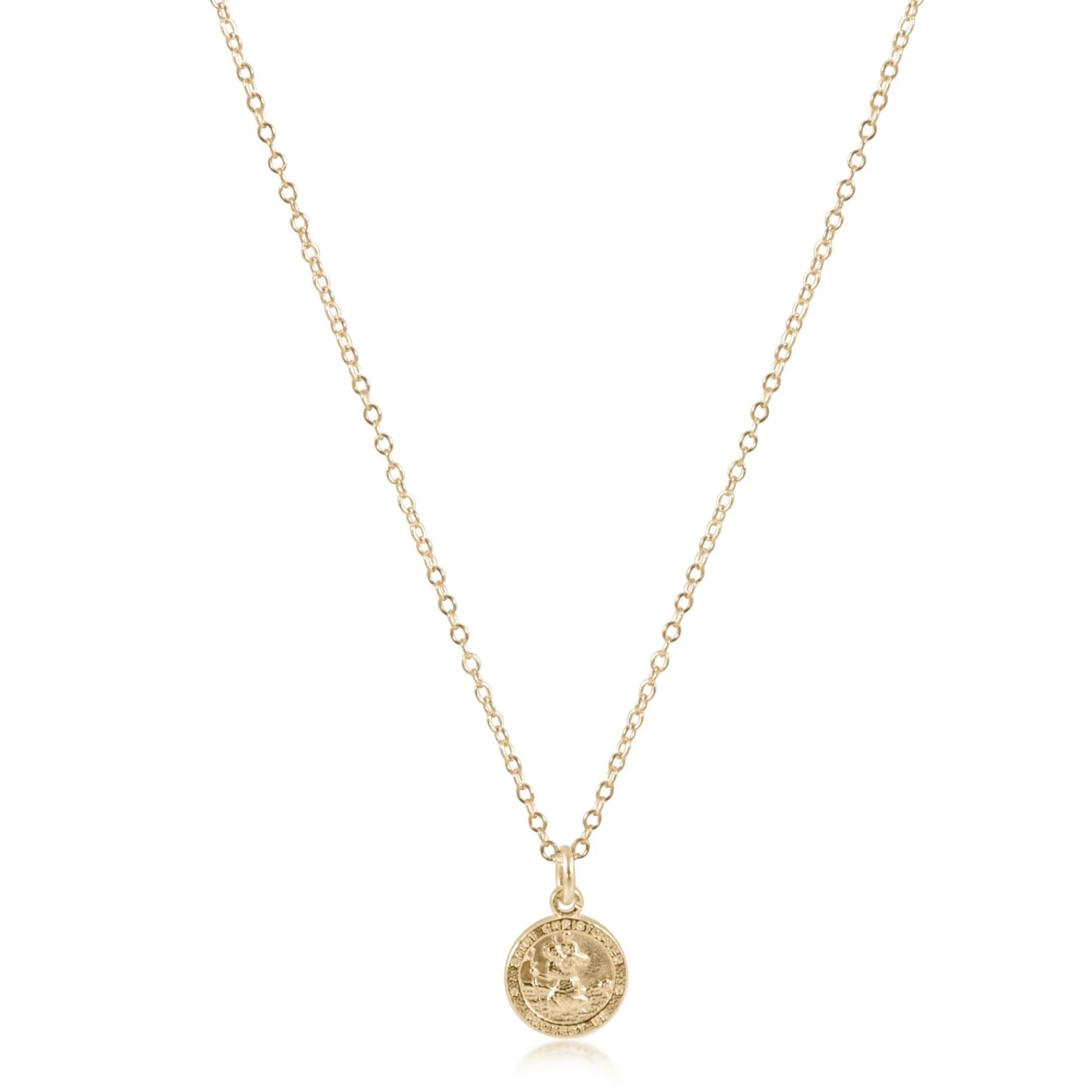 eNewton | 16" Protection Small Disc Gold Necklace